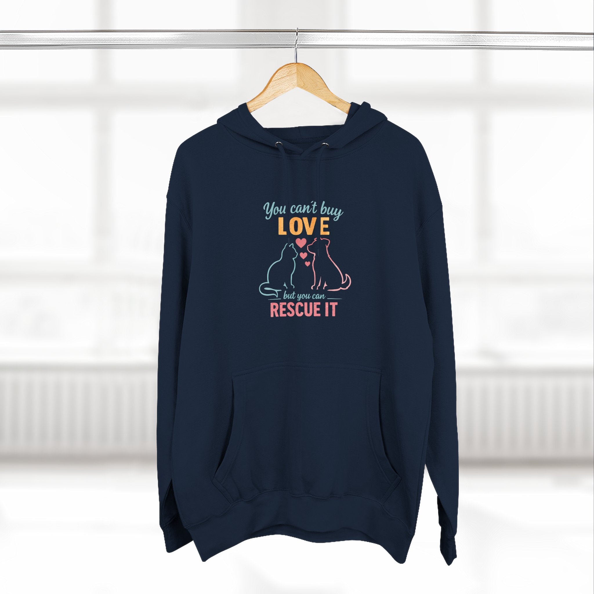 Rescue Love Fleece Hoodie — "You Can't Buy Love But You Can Rescue It"