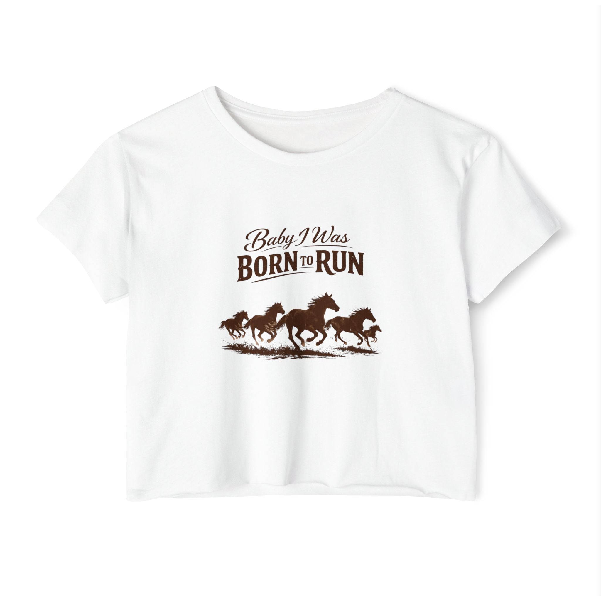 Born to Run Crop Top - Wild Horses Graphic Women's Festival Tee