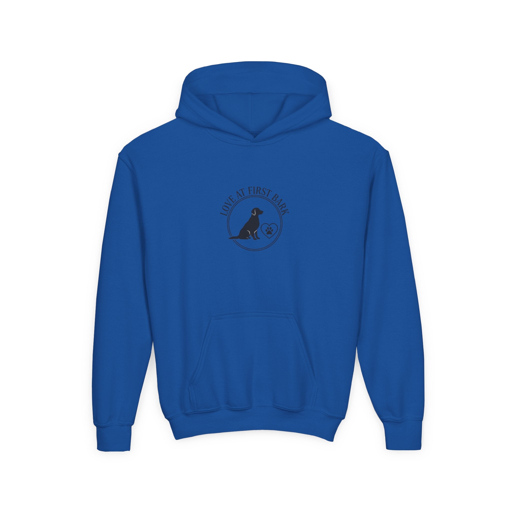 Youth Hoodie — "Love at First Bark" Puppy Graphic