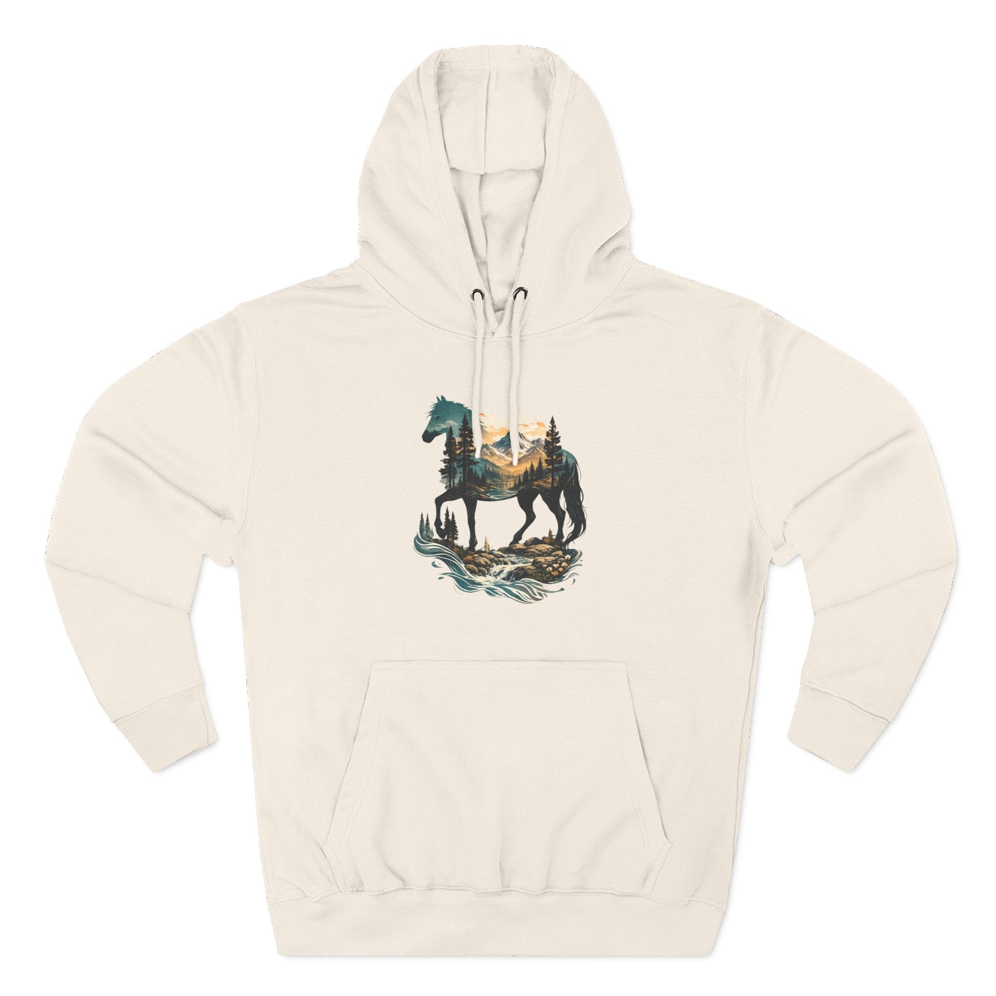 Horse Sunset Mountain Hoodie — Three-Panel Fleece