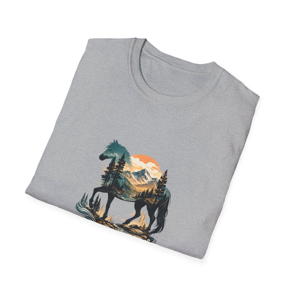 Sunset Mountain Horse T-Shirt — Horse in the Mountains at Sunset Comfy Tee