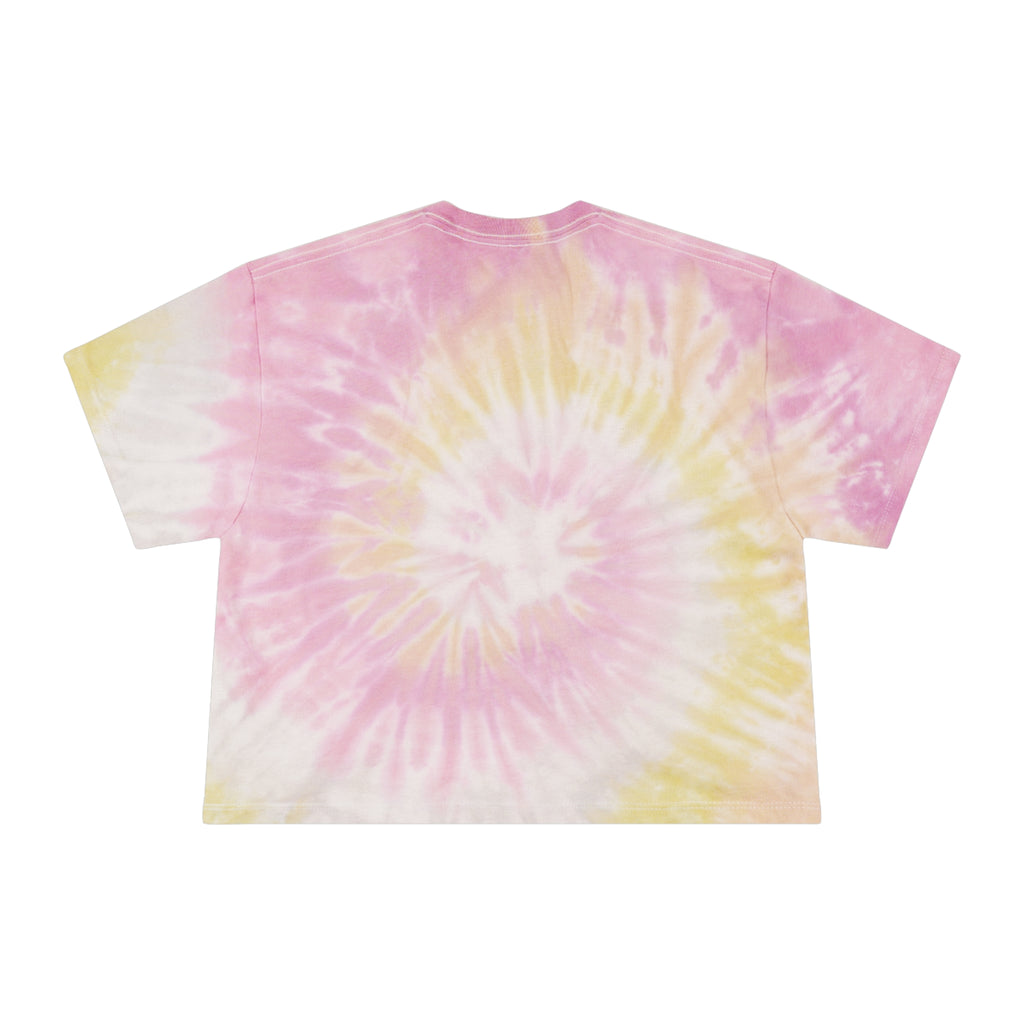 Tie-Dye Crop Tee — "Coffee Dogs Good Vibes" Graphic