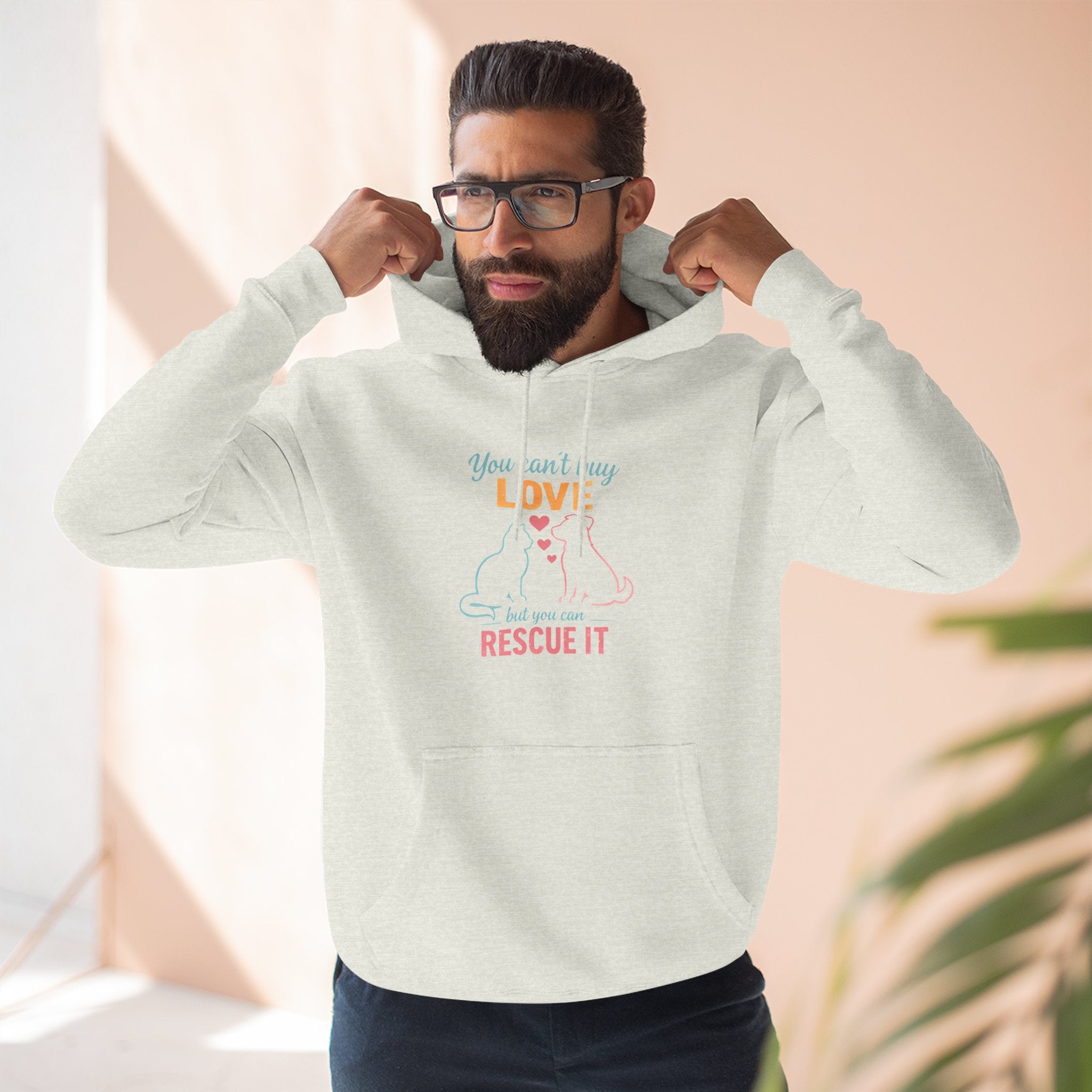 Rescue Love Fleece Hoodie — "You Can't Buy Love But You Can Rescue It"