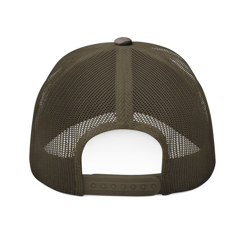 Camouflage Trucker Hat — Embroidered "Barn Rat" Pink Script