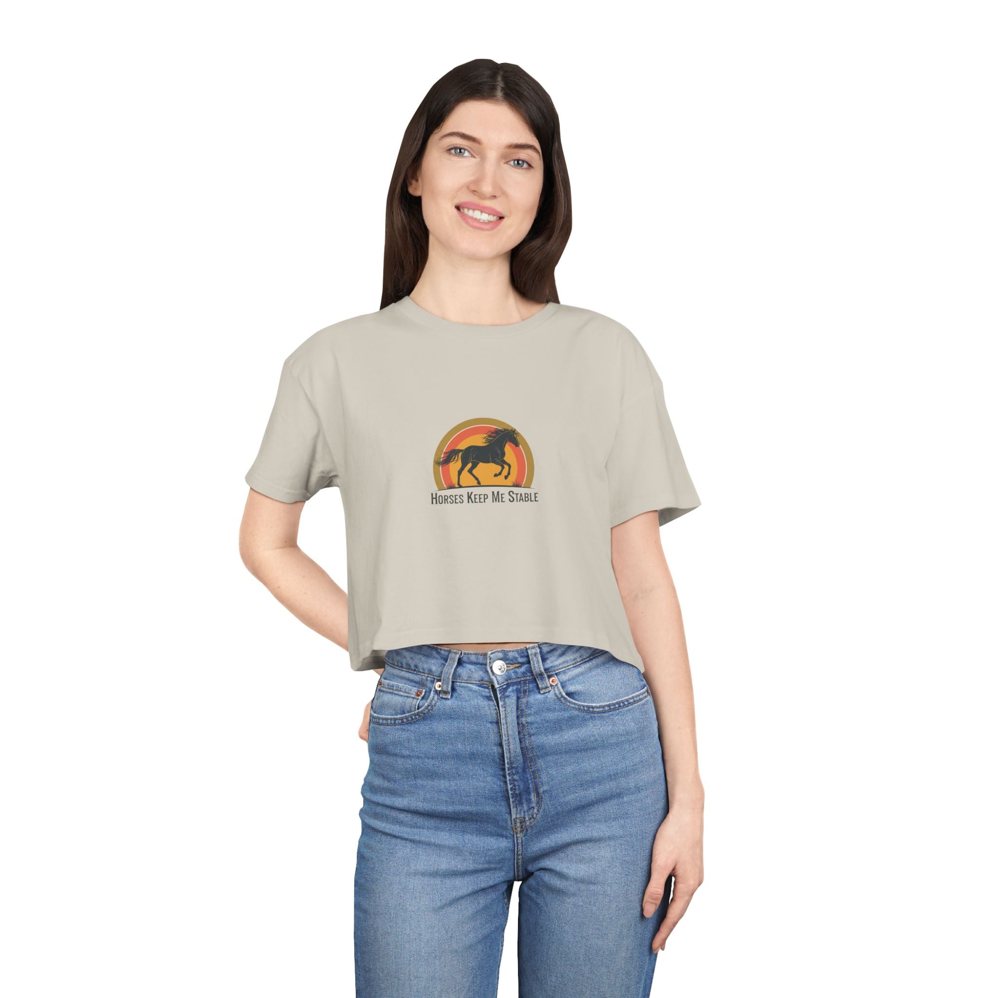 Vintage Sunset Horse- Crop Top Tee