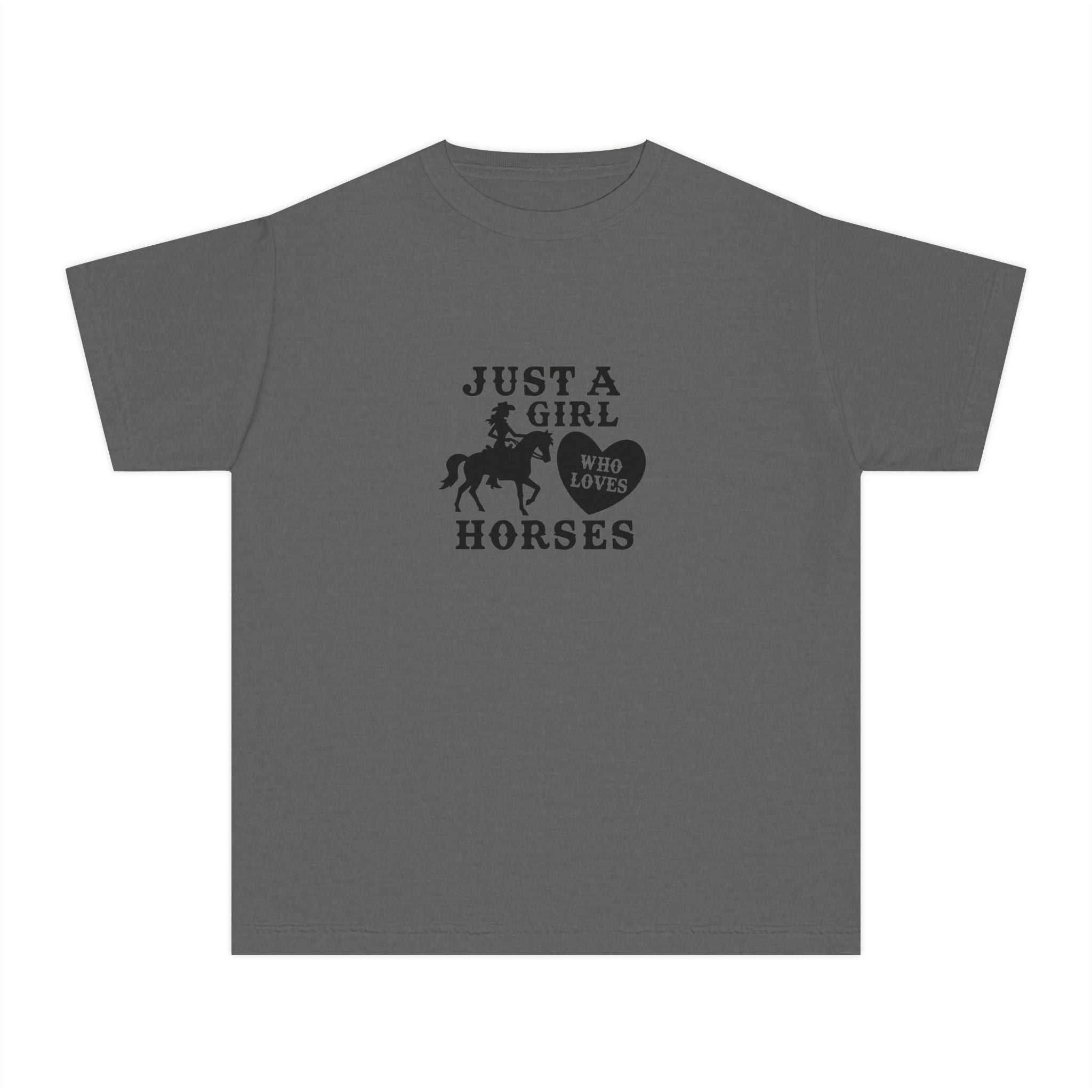 Youth Tee — "Just a Girl Who Loves Horses" Horse Graphic Shirt