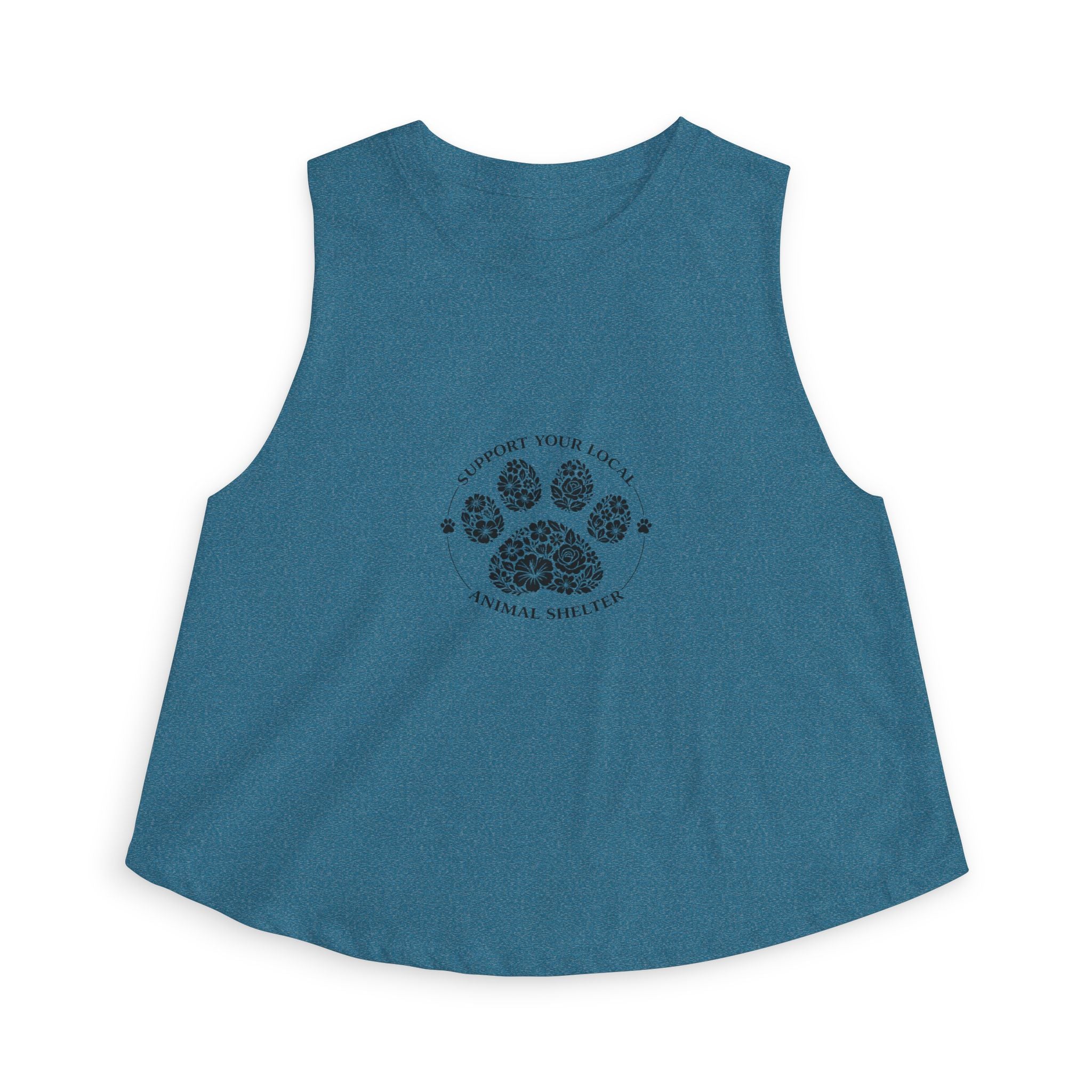 Animal Shelter Paw Print Crop Top — "Support Your Local Animal Shelter" Women's Tank