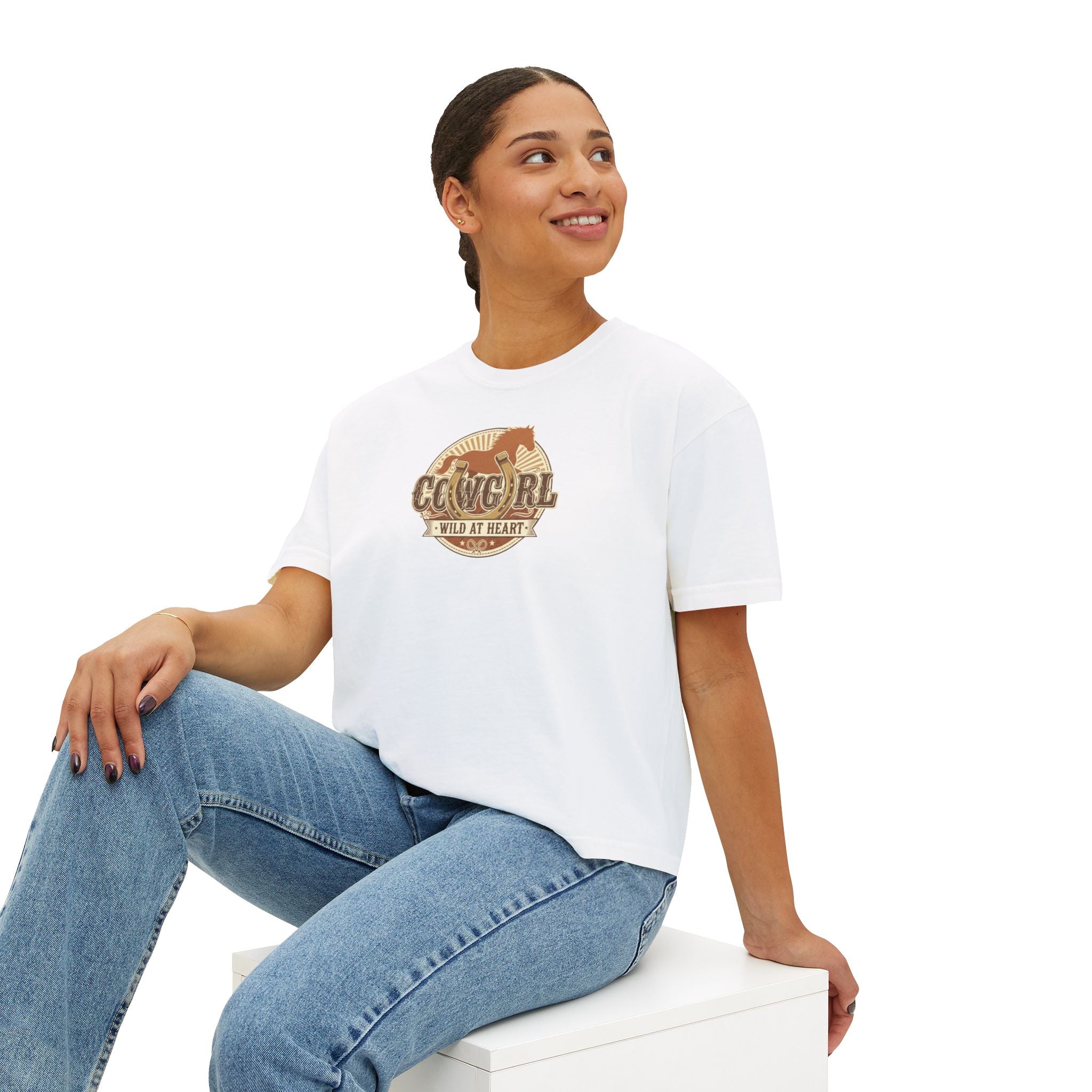Cowgirl 'Wild At Heart' Boxy Tee — Women's Cowgirl T-Shirt