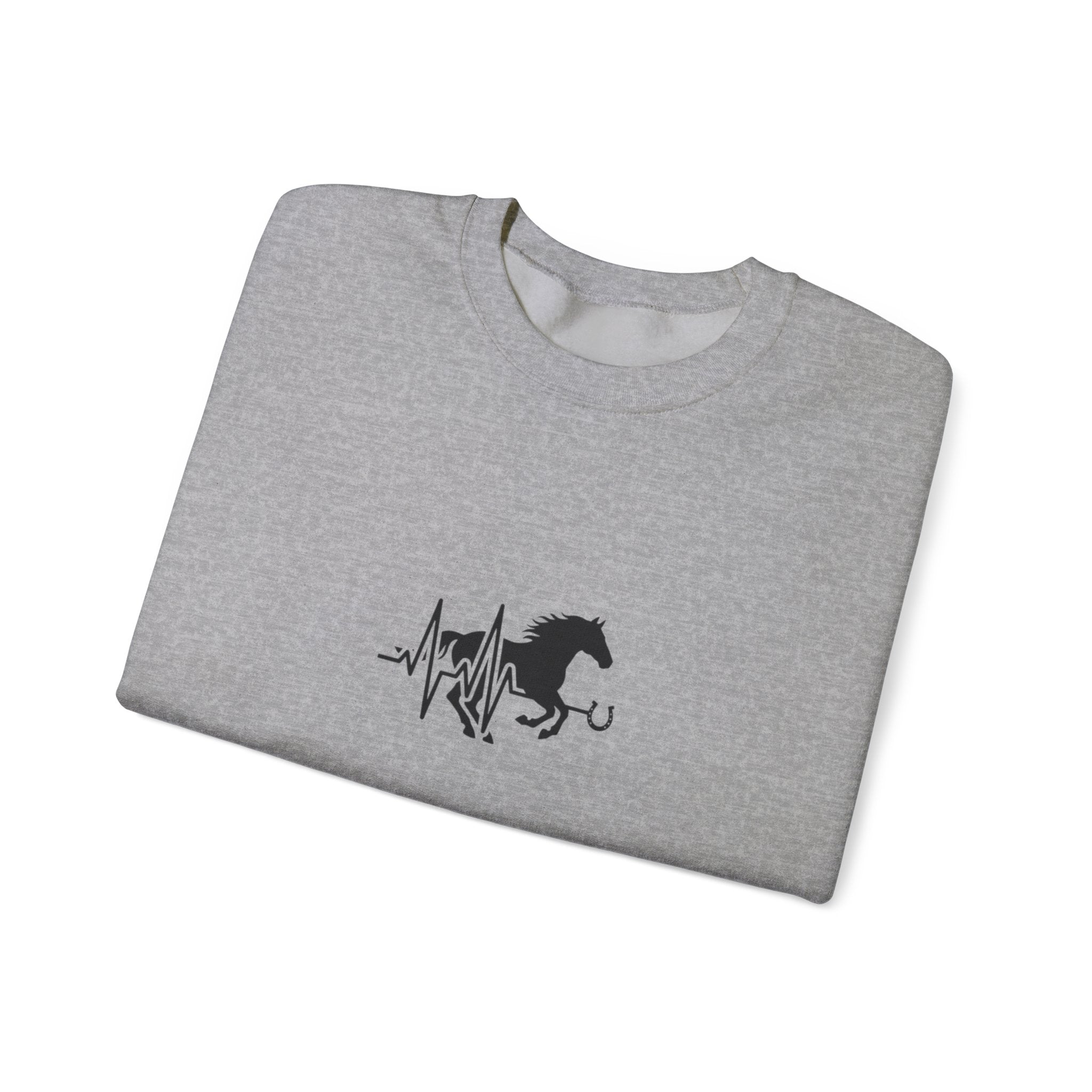 Horse Heartbeat Crewneck Sweatshirt — Equestrian Horse Love Graphic