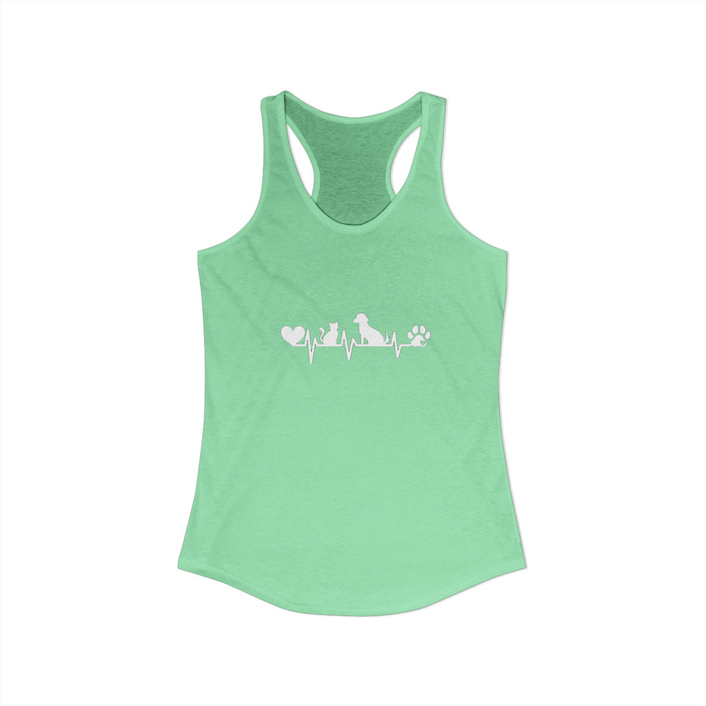 Dog-Cat Heartbeat Racerback Tank