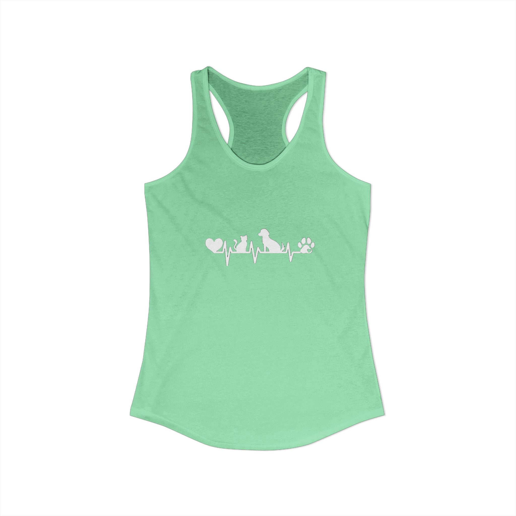Dog-Cat Heartbeat Racerback Tank