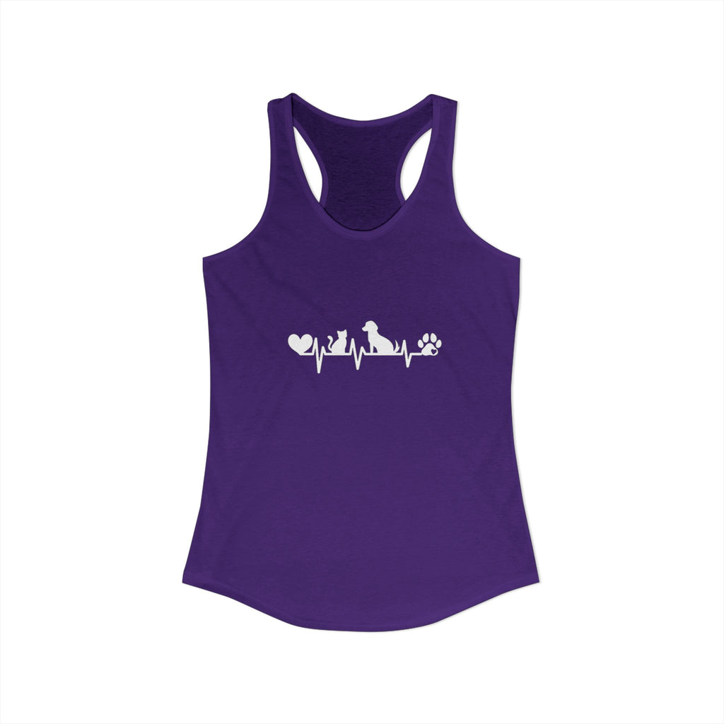 Dog-Cat Heartbeat Racerback Tank