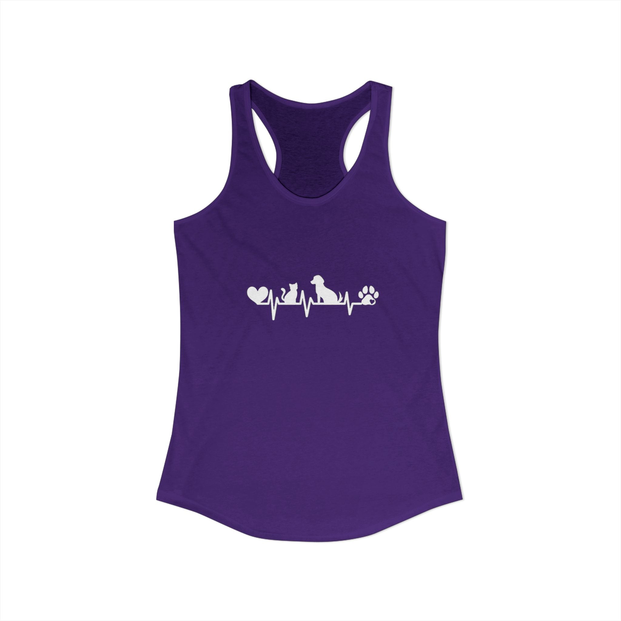 Dog-Cat Heartbeat Racerback Tank
