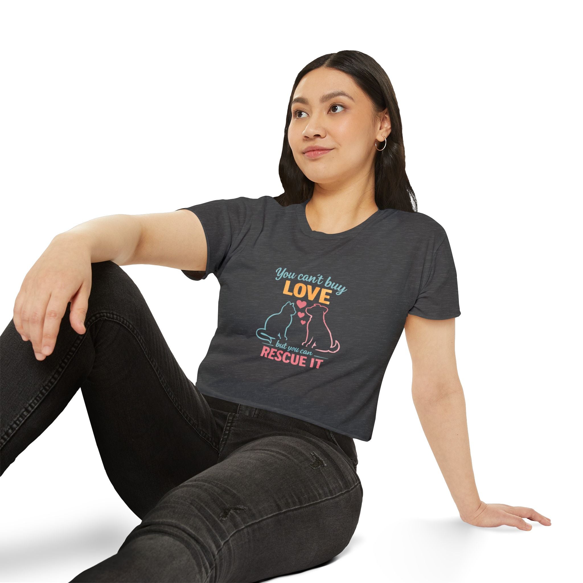 Rescue Love Crop Top — “You can't buy love but you can rescue it” Rescue Pet Festival Tee