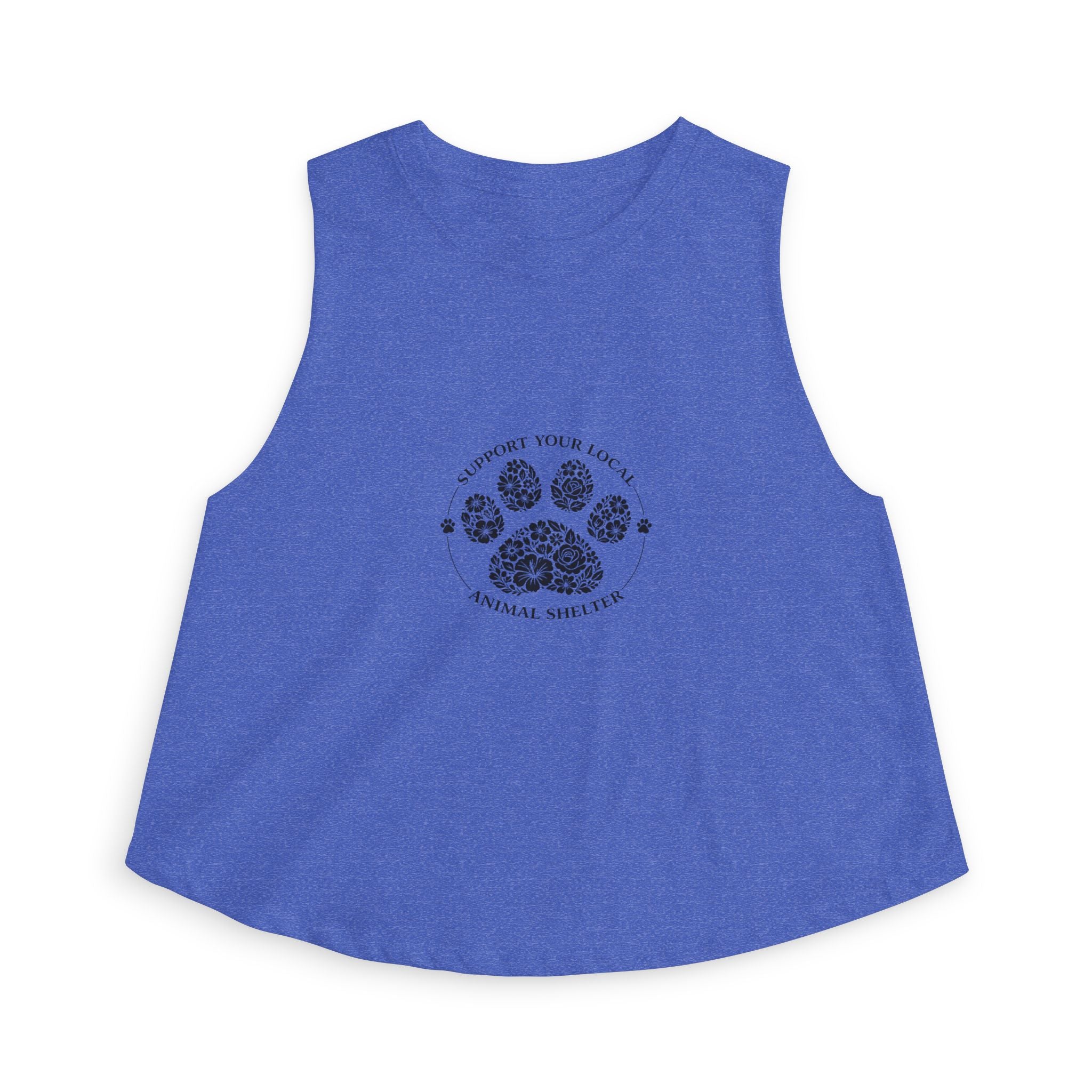 Animal Shelter Paw Print Crop Top — "Support Your Local Animal Shelter" Women's Tank