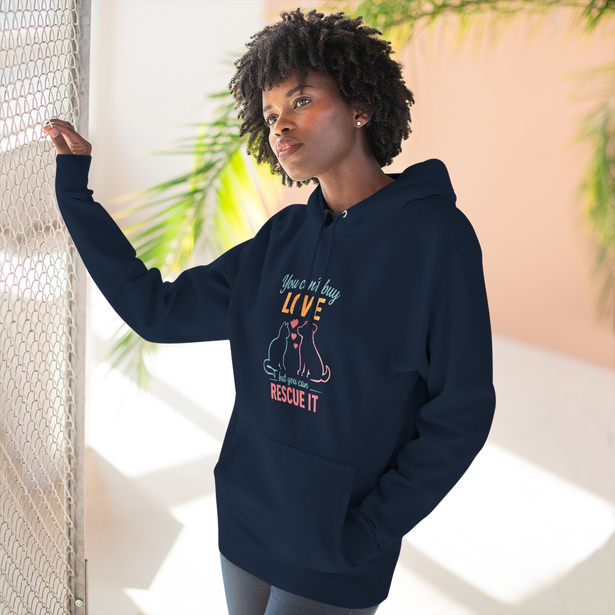 Rescue Love Fleece Hoodie — "You Can't Buy Love But You Can Rescue It"