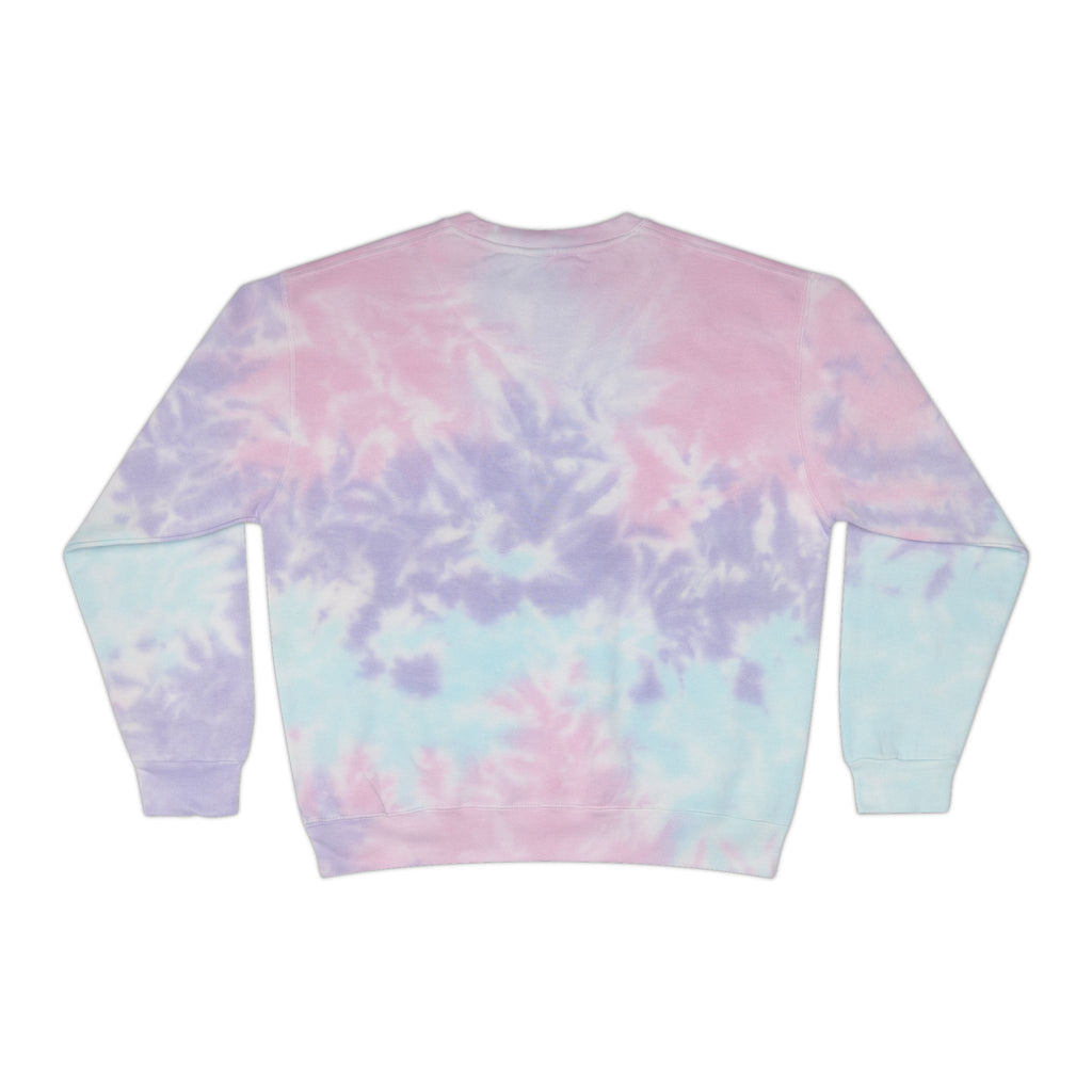Tie-Dye Sweatshirt — "Coffee Dogs Good Vibes" Light Blue Cozy Pullover
