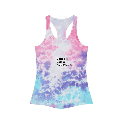 "Coffee  Cats  Good Vibes " Racerback tank