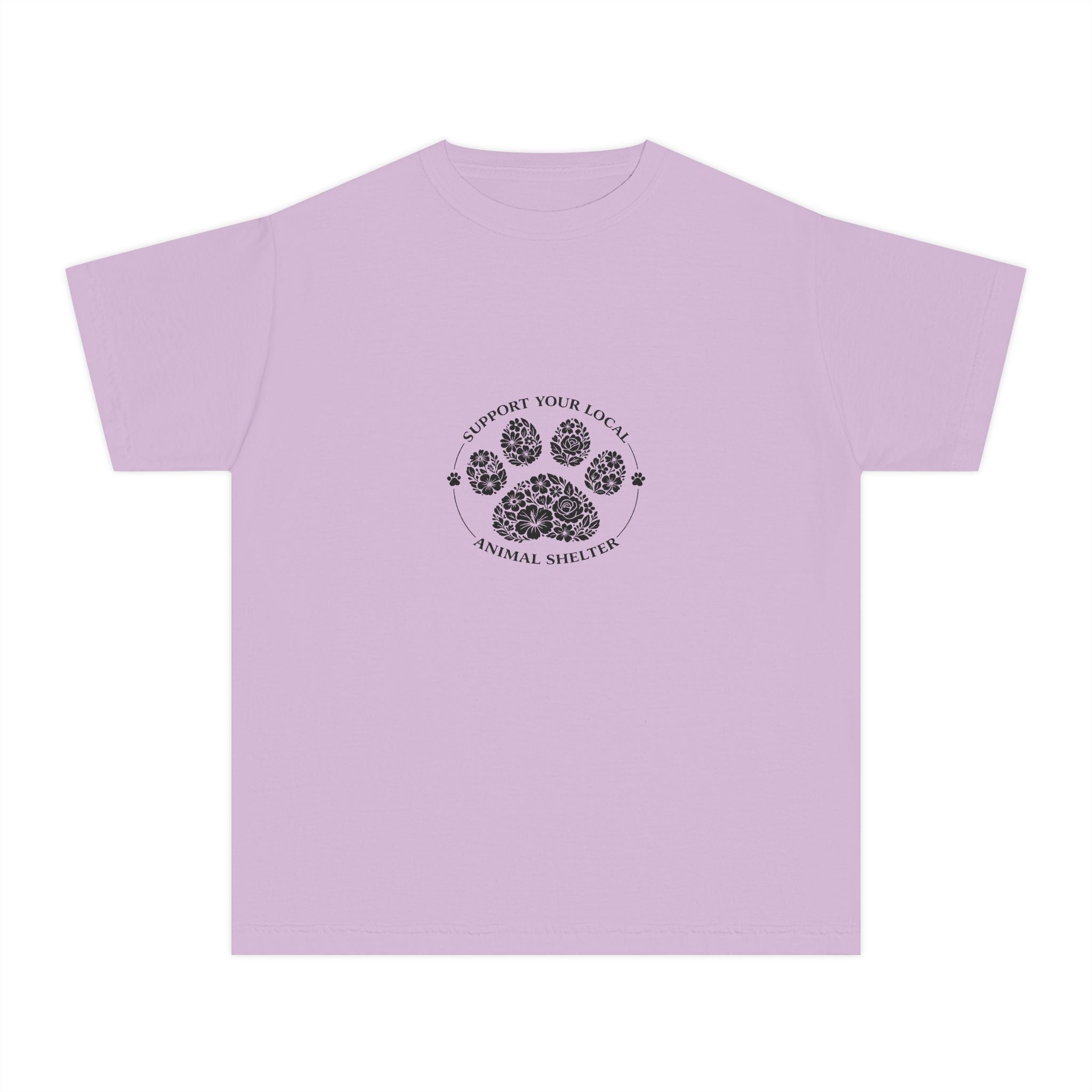 Youth Tee — 'Support Your Local Animal Shelter' Paw Print Rescue Shirt