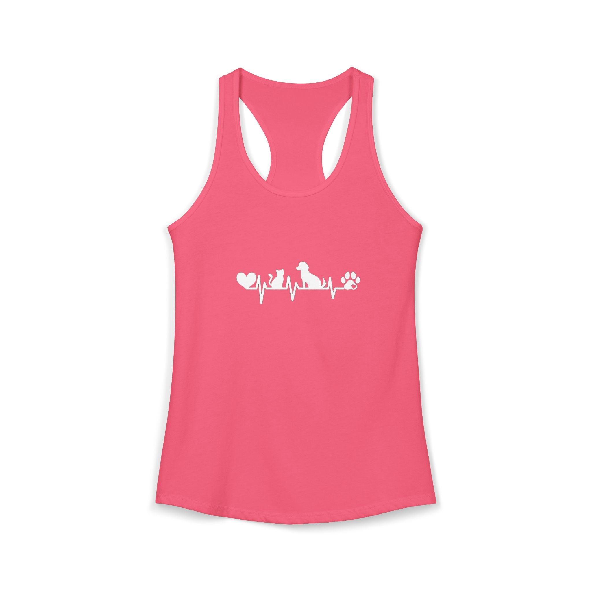 Dog-Cat Heartbeat Racerback Tank