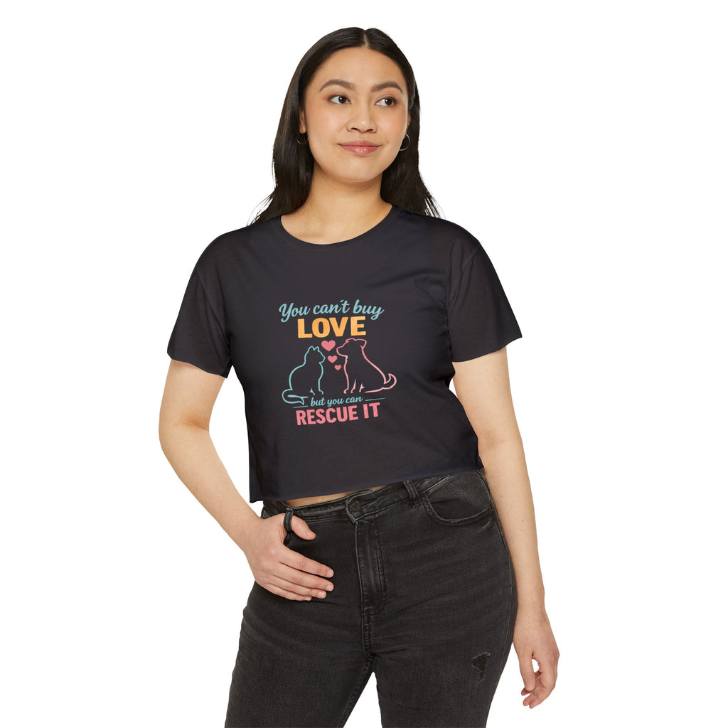 Rescue Love Crop Top — “You can't buy love but you can rescue it” Rescue Pet Festival Tee