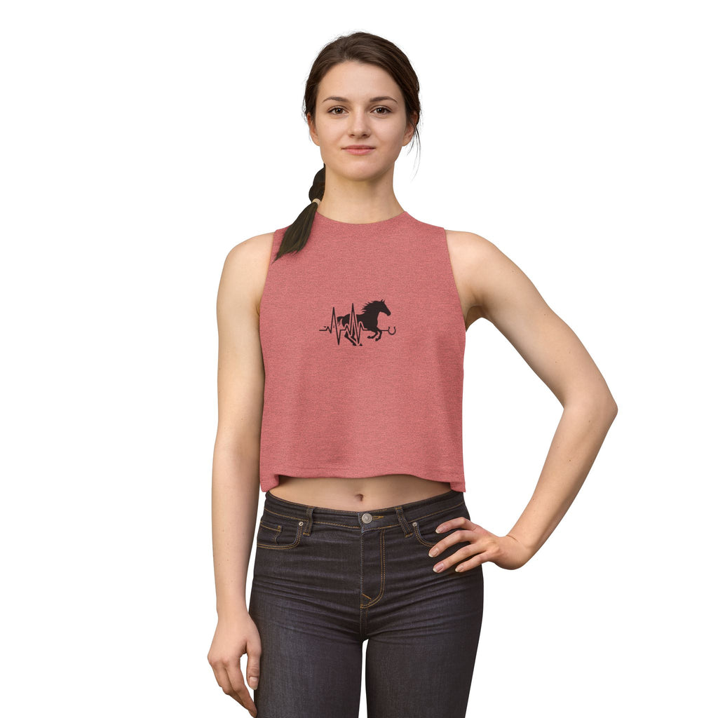 Horse Heartbeat Crop Top — Equestrian Women's Crop Tank