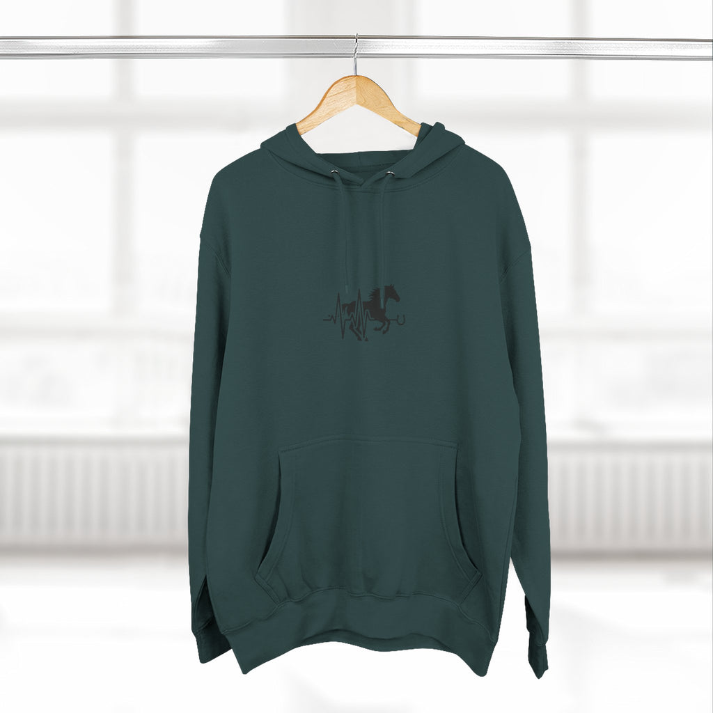 Horse Heartbeat Hoodie — Minimal Equestrian Fleece Pullover