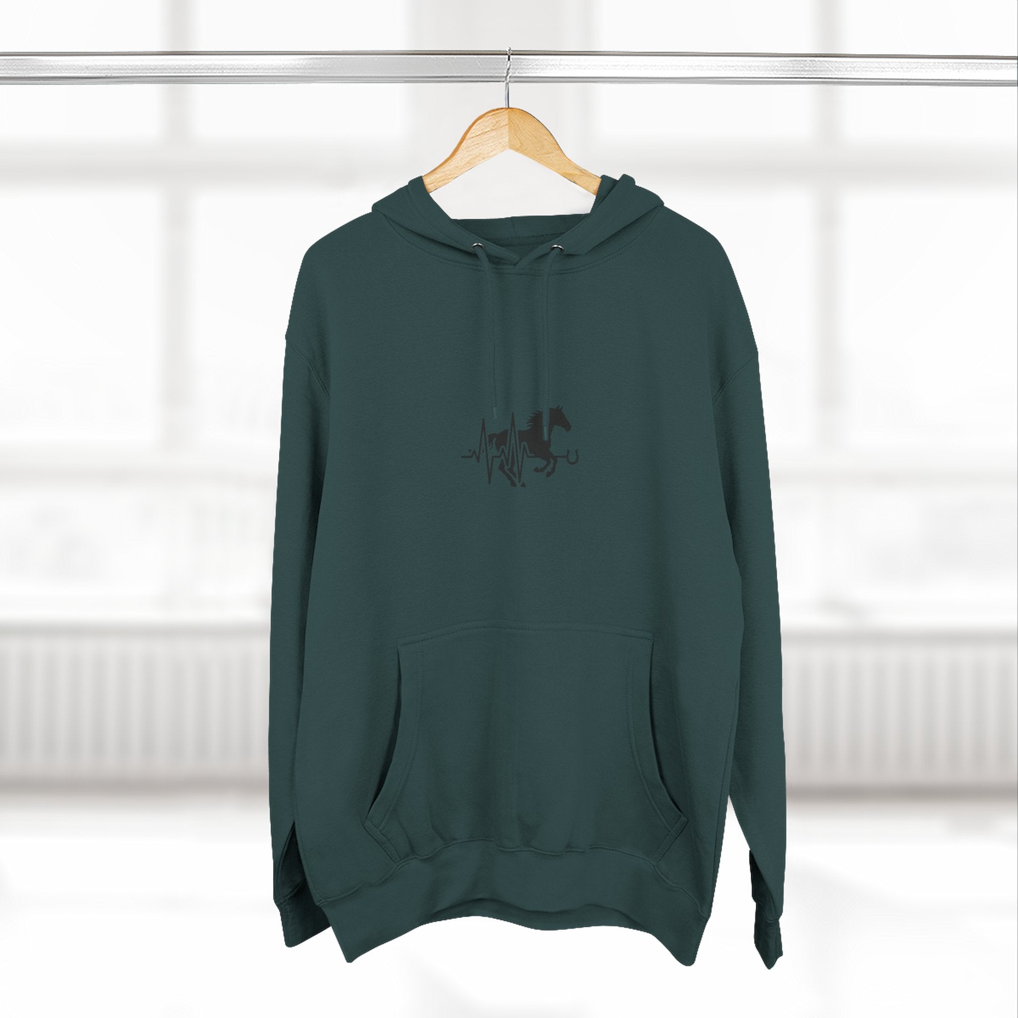 Horse Heartbeat Hoodie — Minimal Equestrian Fleece Pullover