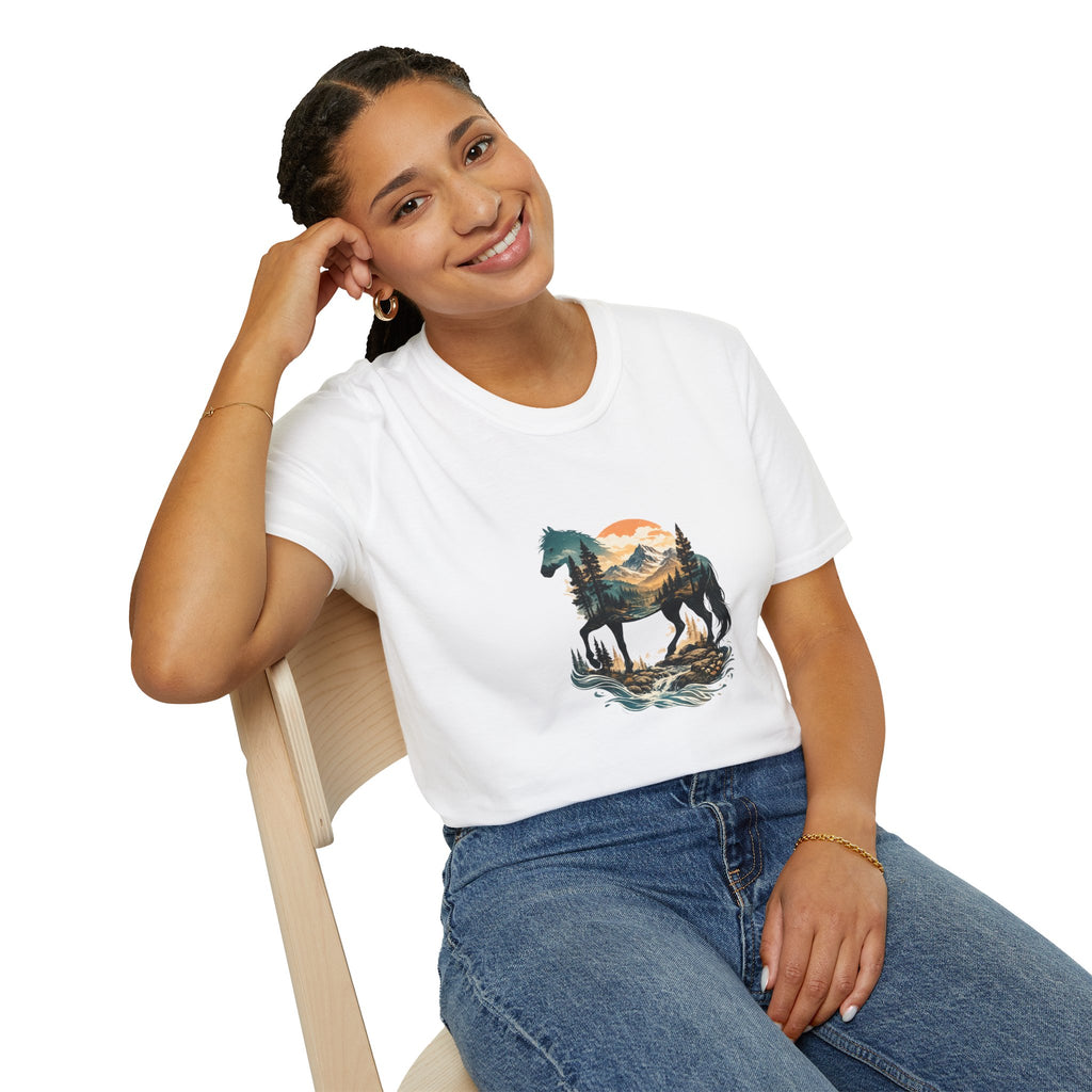 Sunset Mountain Horse T-Shirt — Horse in the Mountains at Sunset Comfy Tee