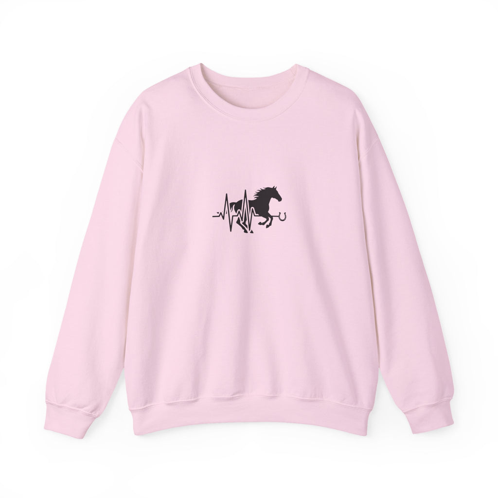 Horse Heartbeat Crewneck Sweatshirt — Equestrian Horse Love Graphic