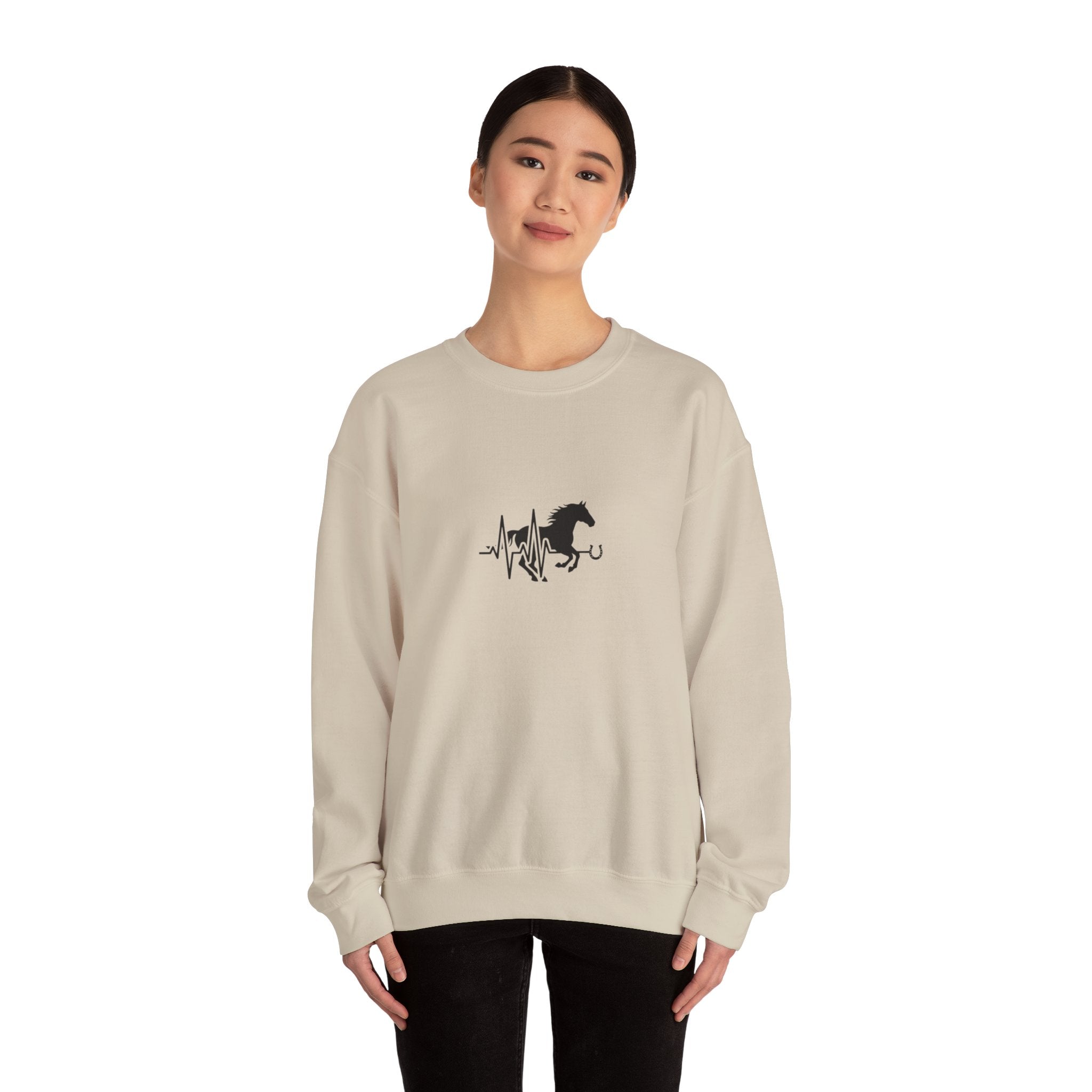 Horse Heartbeat Crewneck Sweatshirt — Equestrian Horse Love Graphic