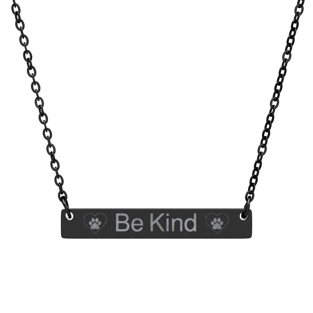 Be Kind Paw Print Engraved Bar Necklace