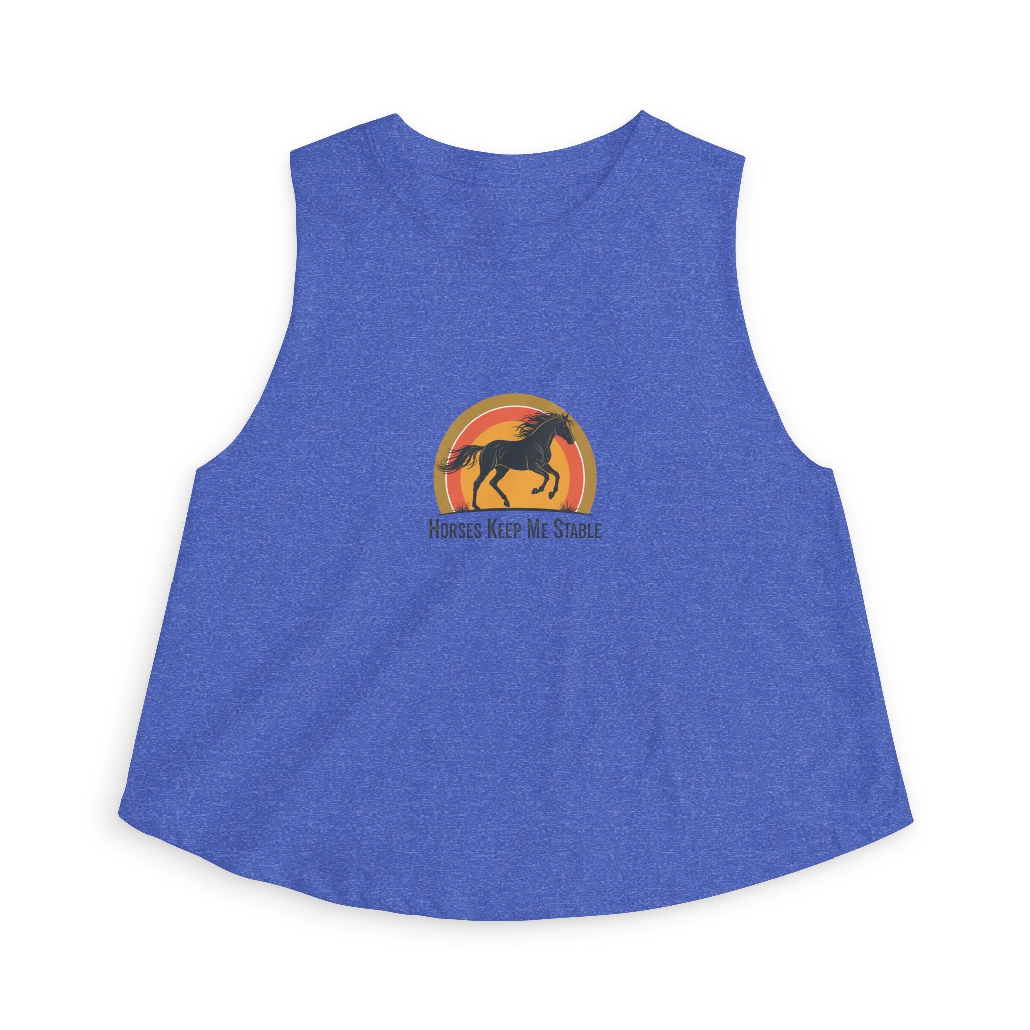Horse Sunset Crop Top — "Horses Keep Me Stable" Retro Sunset