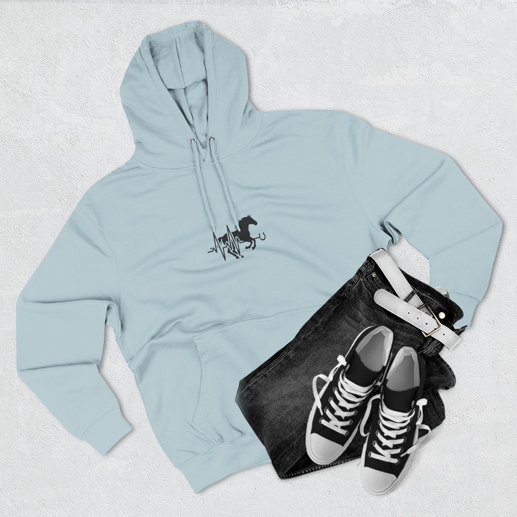 Horse Heartbeat Hoodie — Minimal Equestrian Fleece Pullover