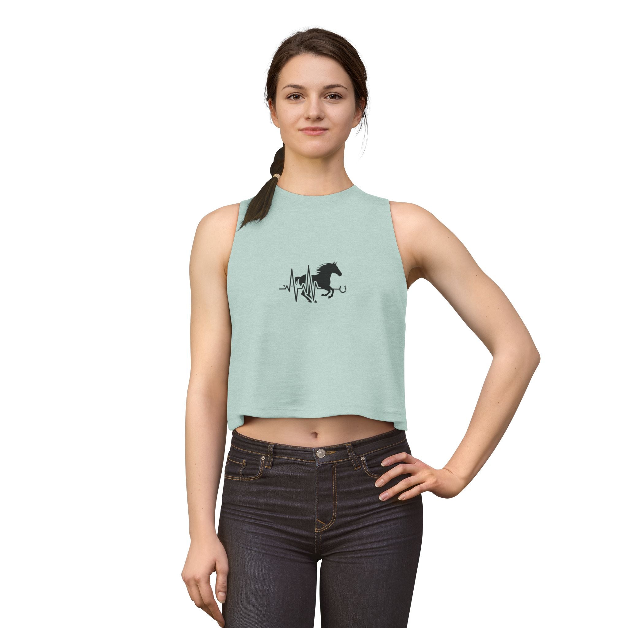 Horse Heartbeat Crop Top — Equestrian Women's Crop Tank