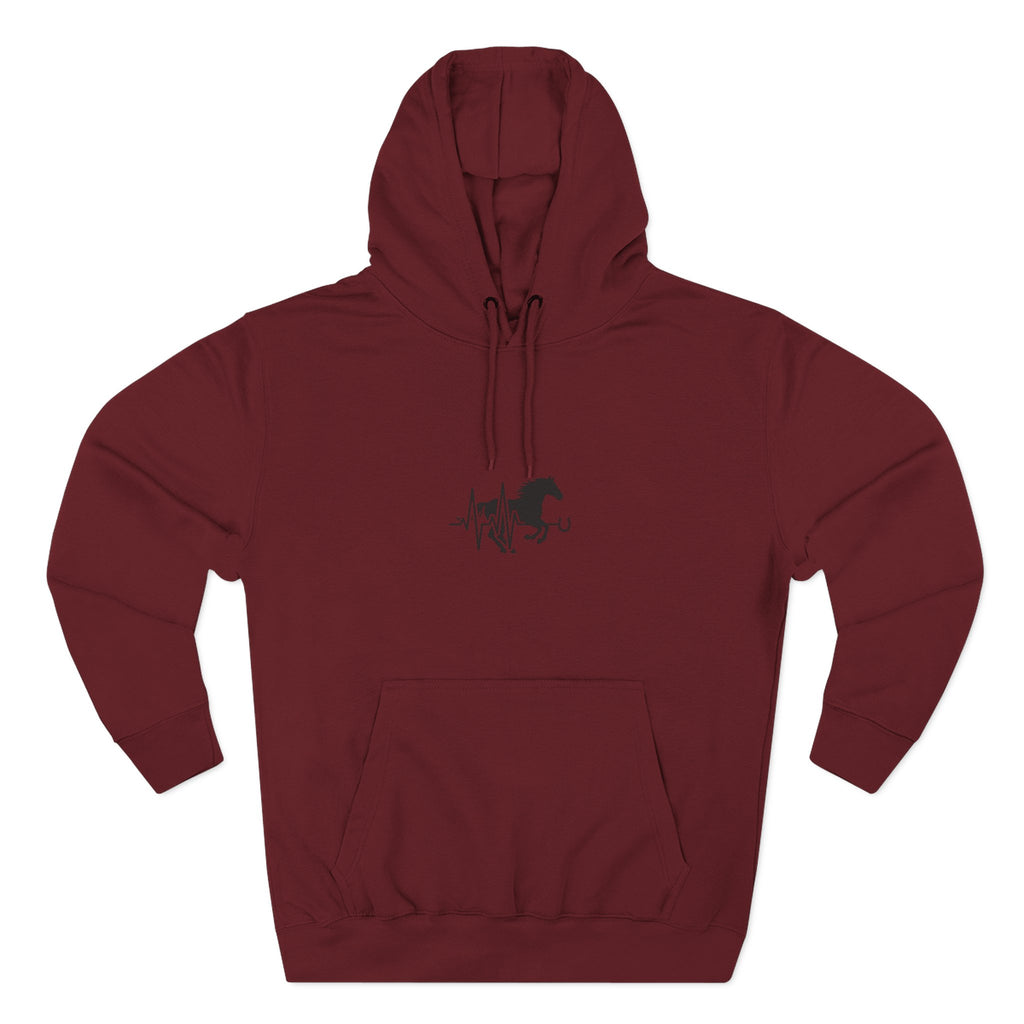 Horse Heartbeat Hoodie — Minimal Equestrian Fleece Pullover