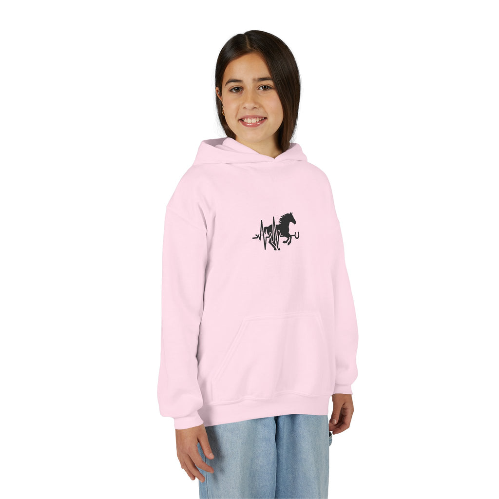 Youth Horse Heartbeat Hoodie - Equestrian Kids Pullover
