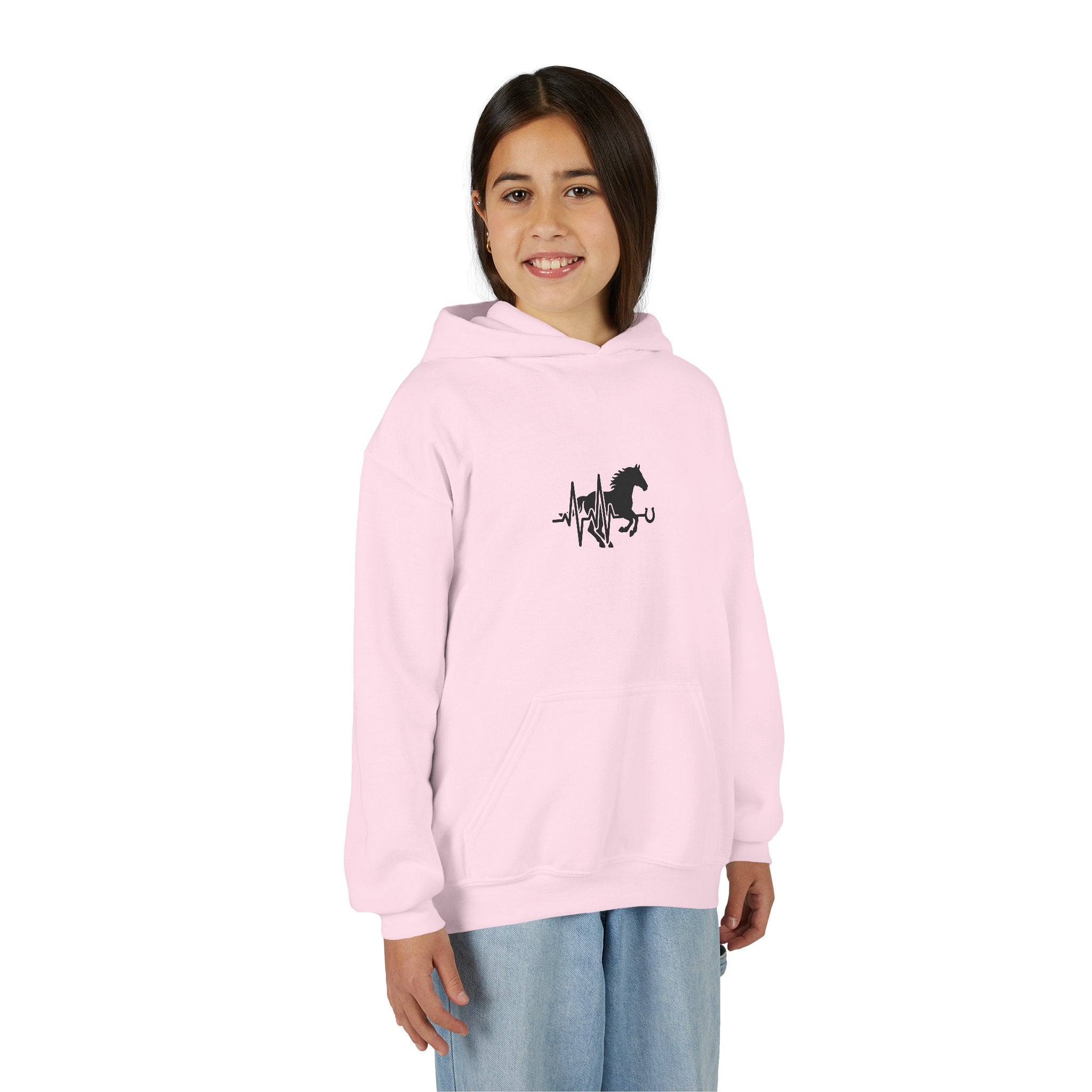 Youth Horse Heartbeat Hoodie - Equestrian Kids Pullover