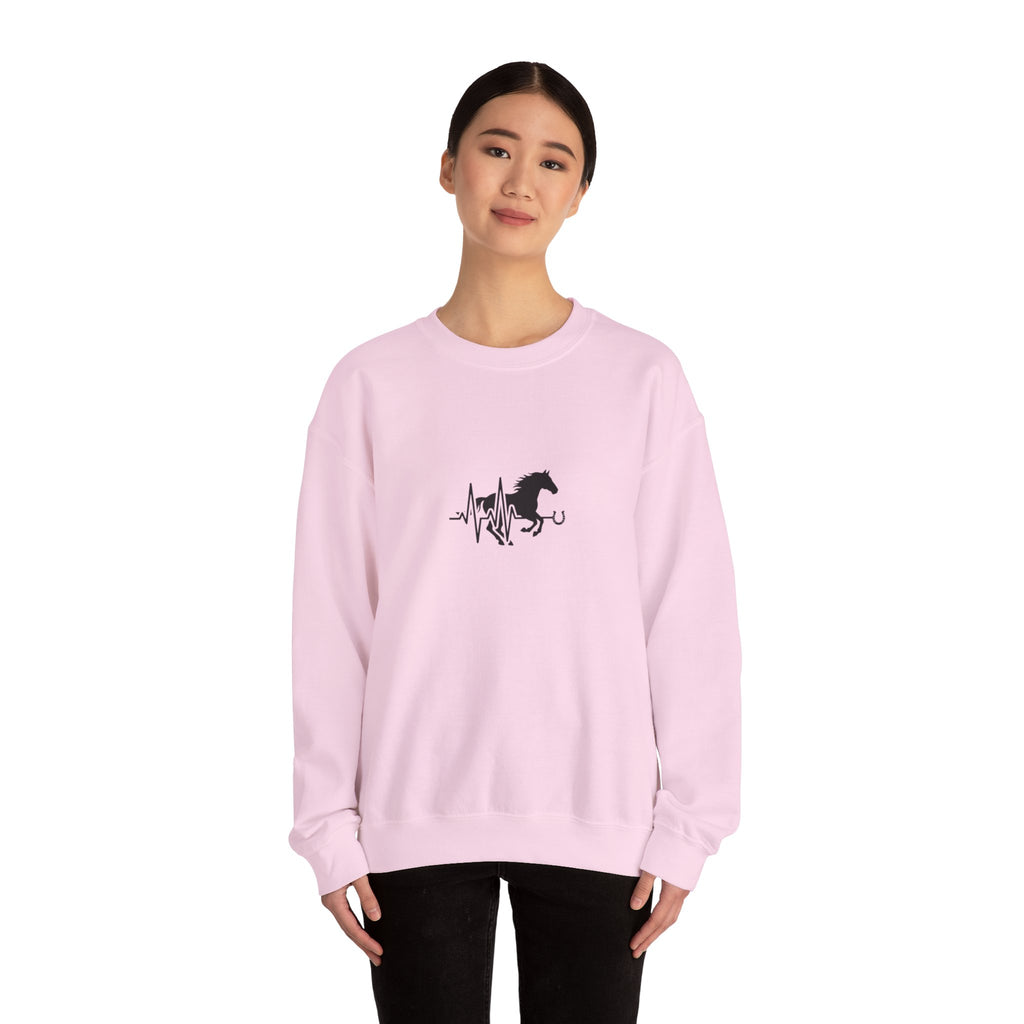 Horse Heartbeat Crewneck Sweatshirt — Equestrian Horse Love Graphic