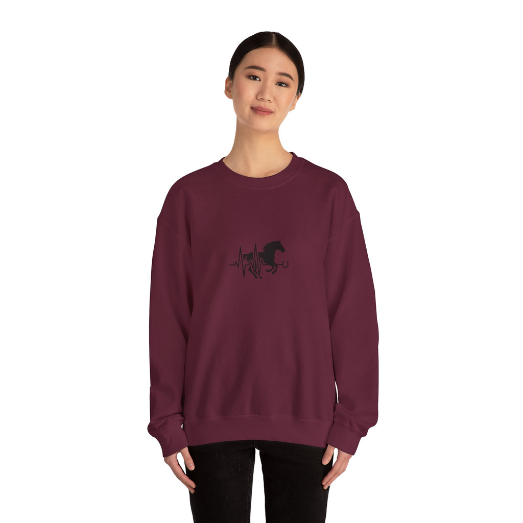 Horse Heartbeat Crewneck Sweatshirt — Equestrian Horse Love Graphic