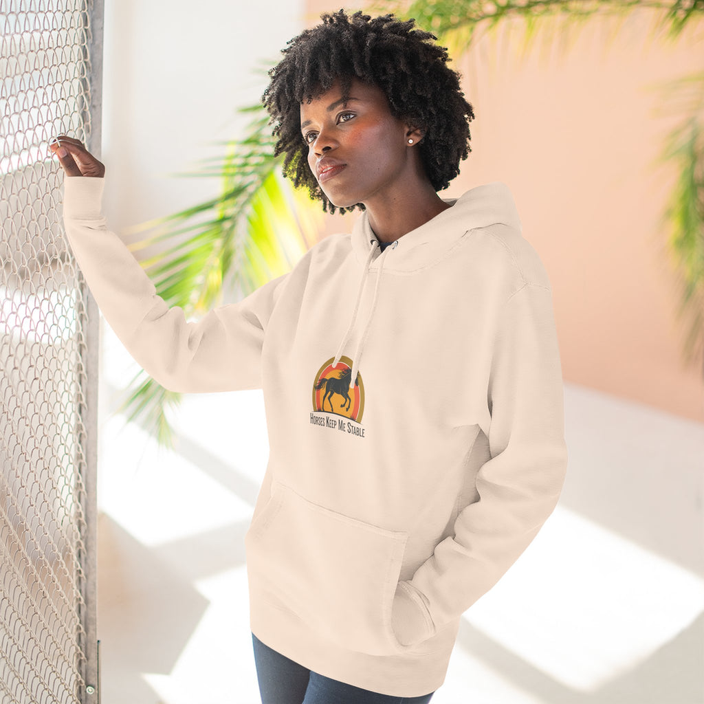 Horse Sunset Hoodie — Retro Equine Graphic Fleece Pullover