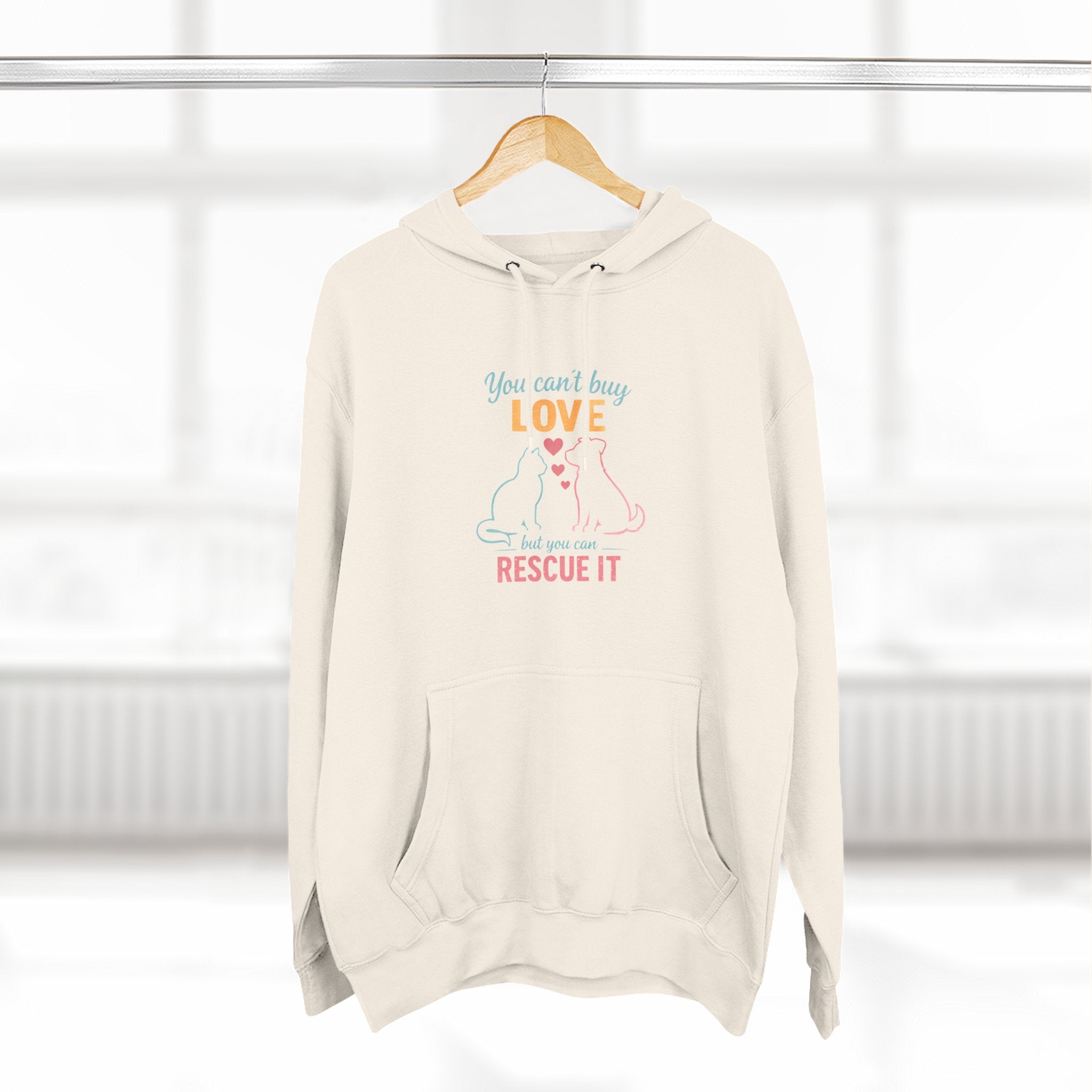 Rescue Love Fleece Hoodie — "You Can't Buy Love But You Can Rescue It"