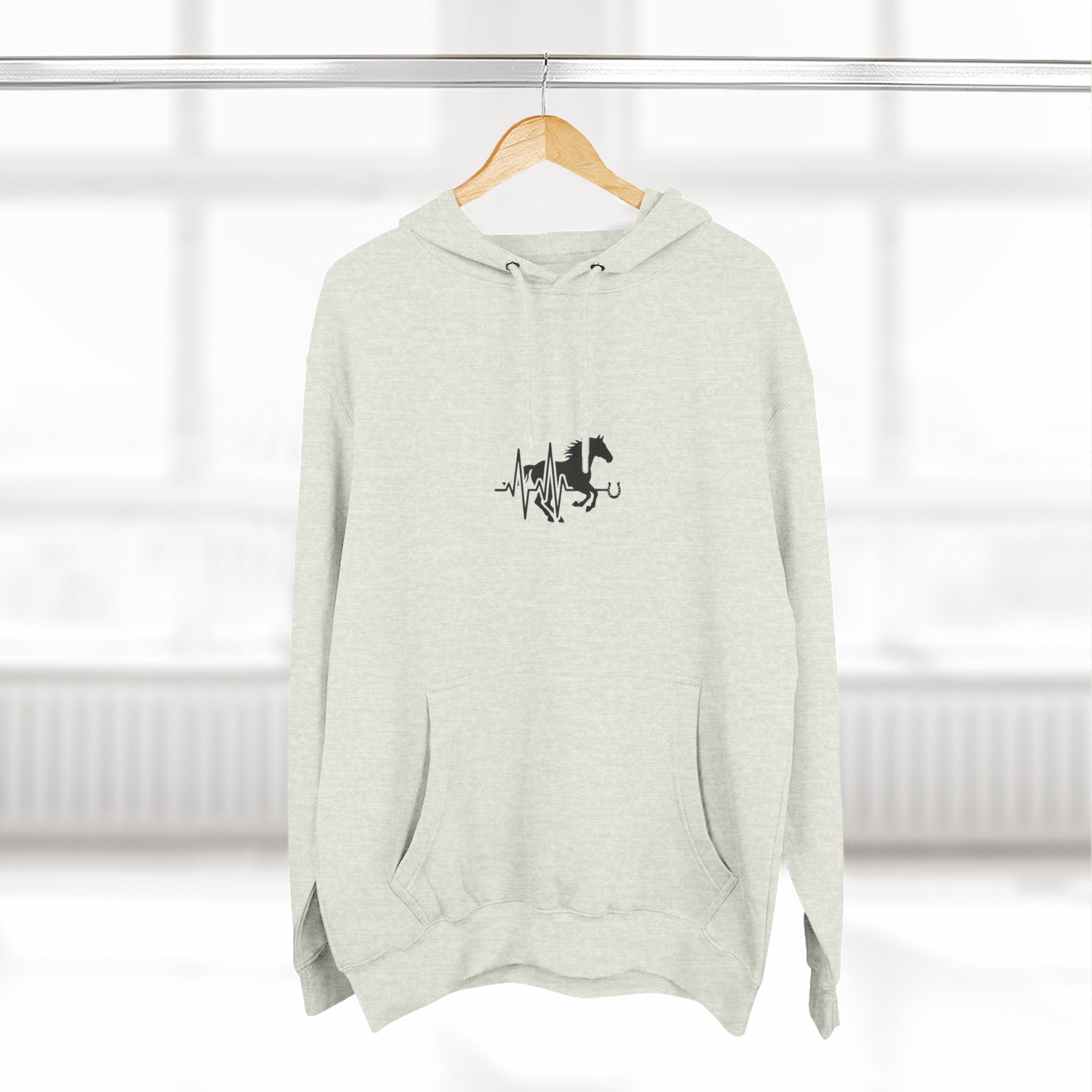 Horse Heartbeat Hoodie — Minimal Equestrian Fleece Pullover