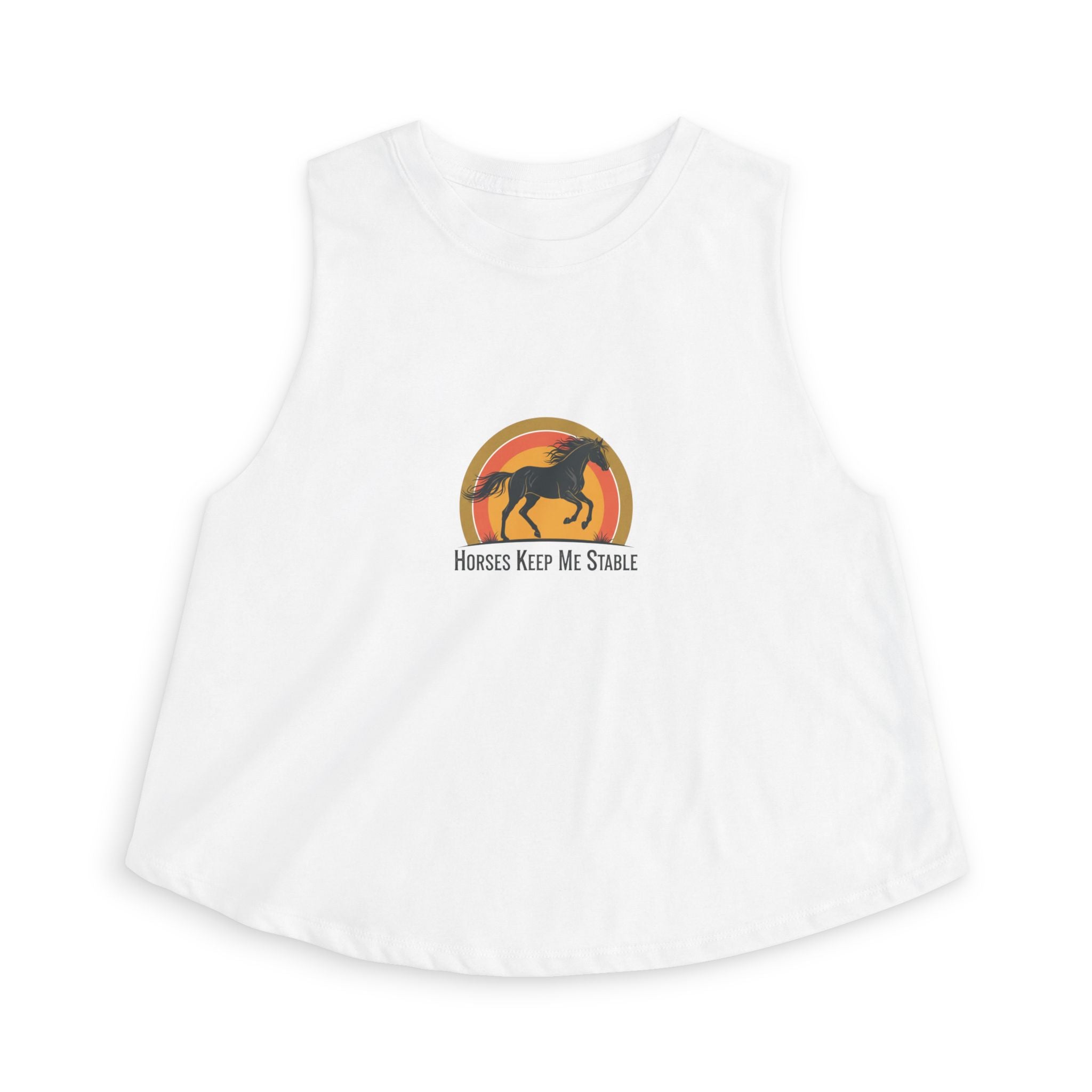 Horse Sunset Crop Top — "Horses Keep Me Stable" Retro Sunset