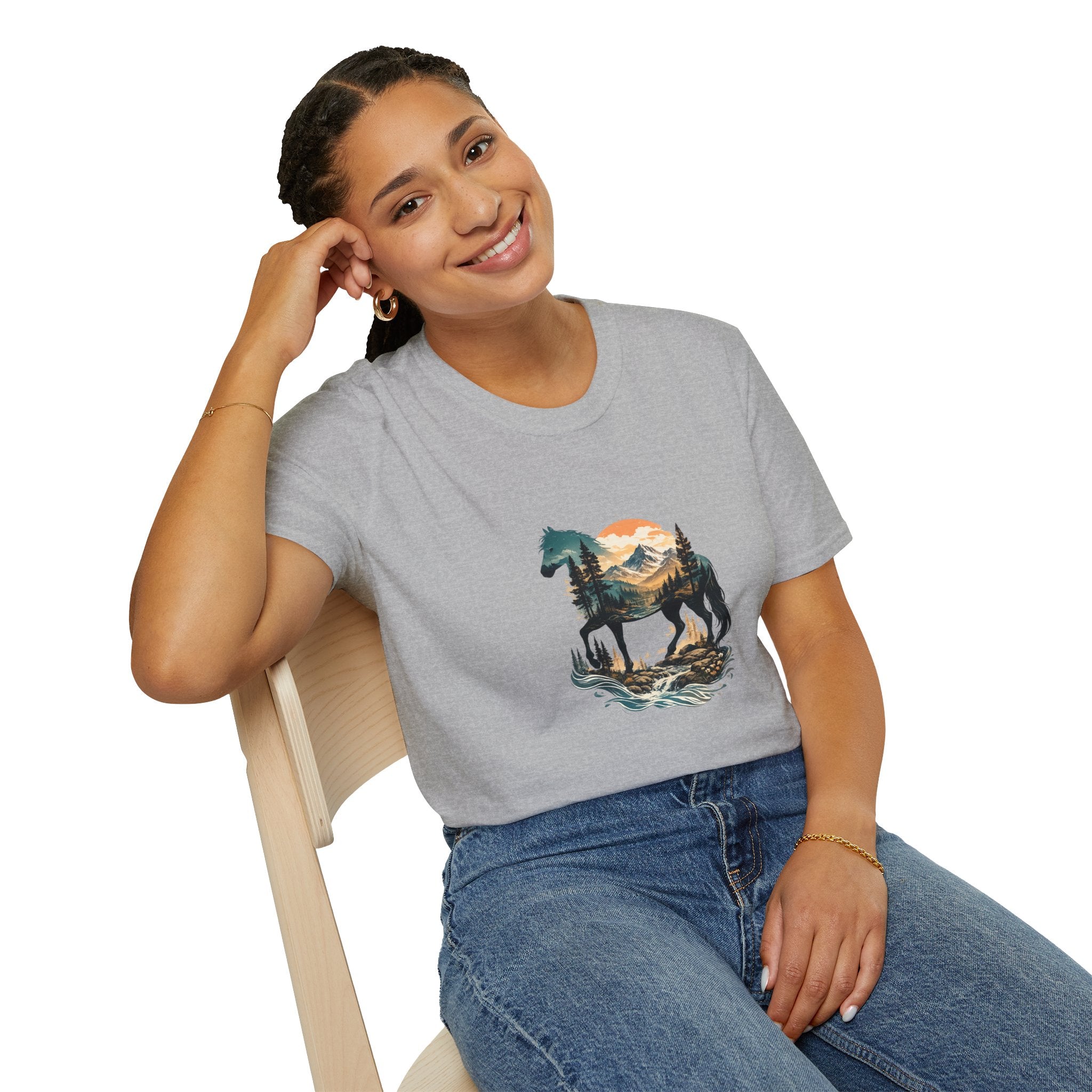 Sunset Mountain Horse T-Shirt — Horse in the Mountains at Sunset Comfy Tee