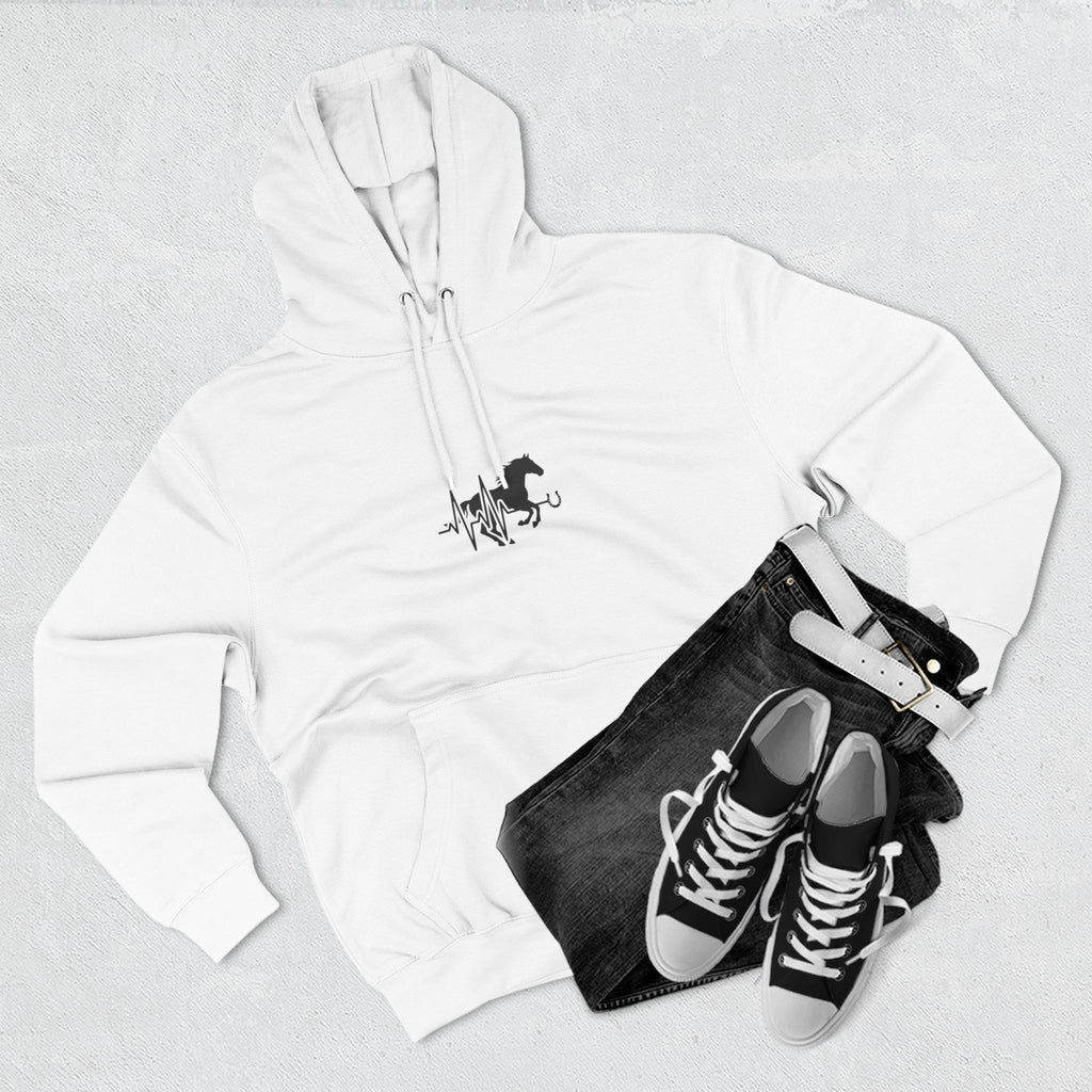 Horse Heartbeat Hoodie — Minimal Equestrian Fleece Pullover