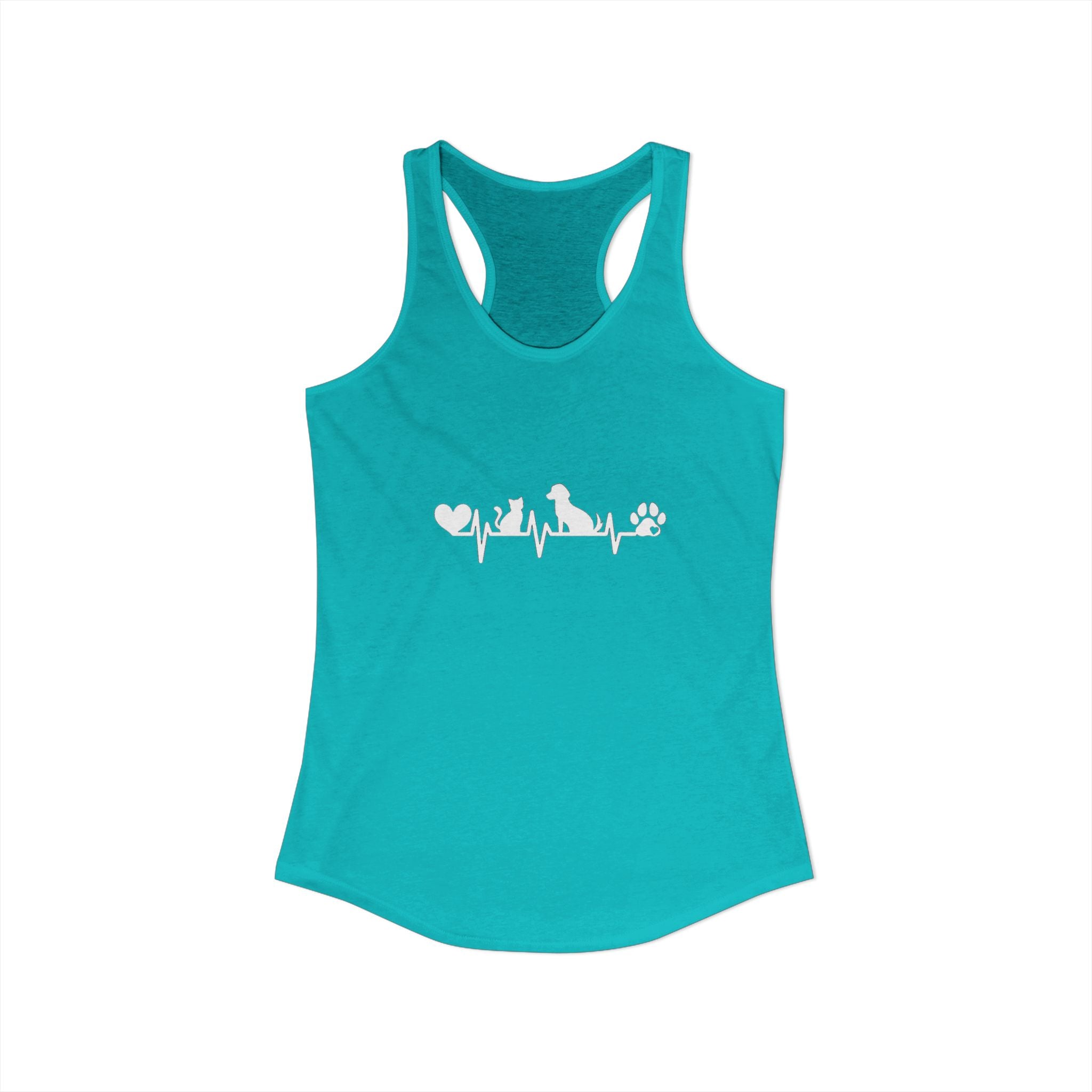 Dog-Cat Heartbeat Racerback Tank