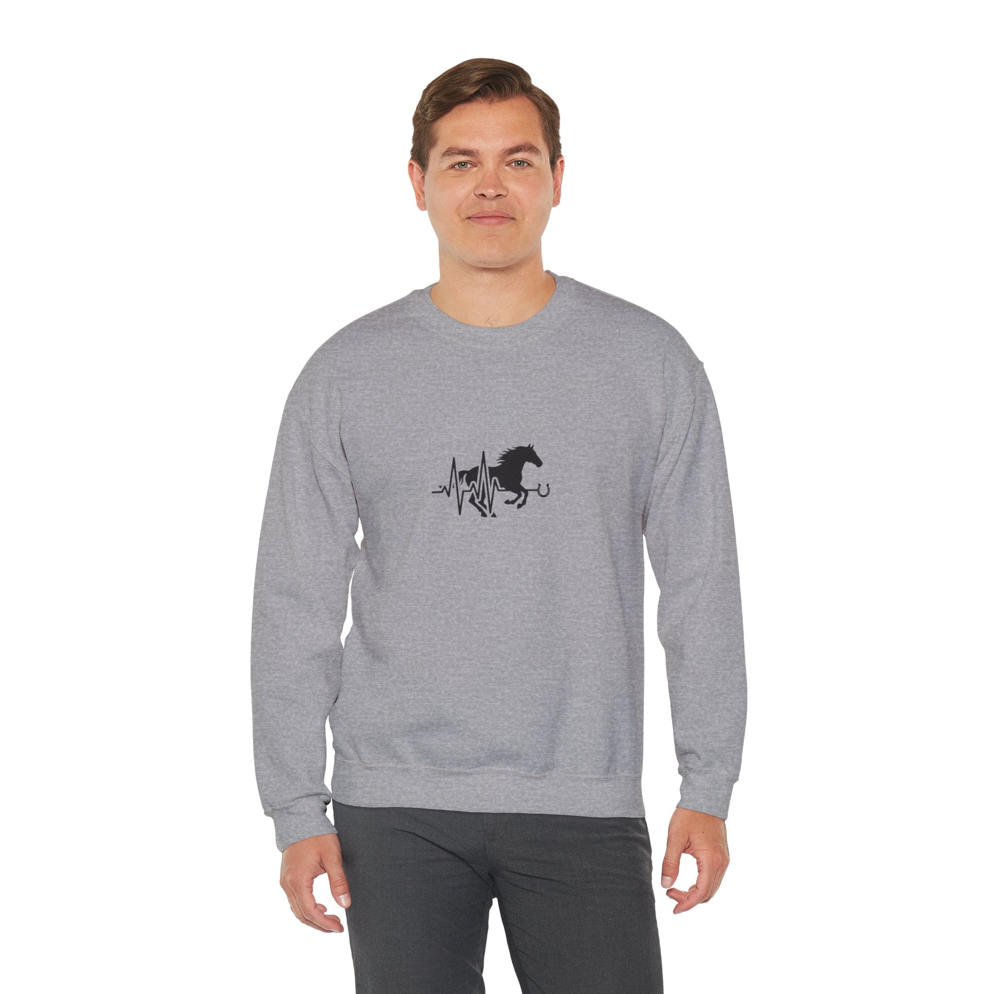 Horse Heartbeat Crewneck Sweatshirt — Equestrian Horse Love Graphic