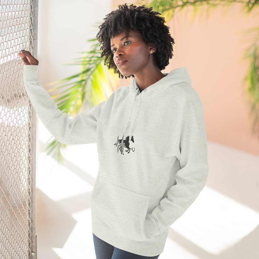 Horse Heartbeat Hoodie — Minimal Equestrian Fleece Pullover