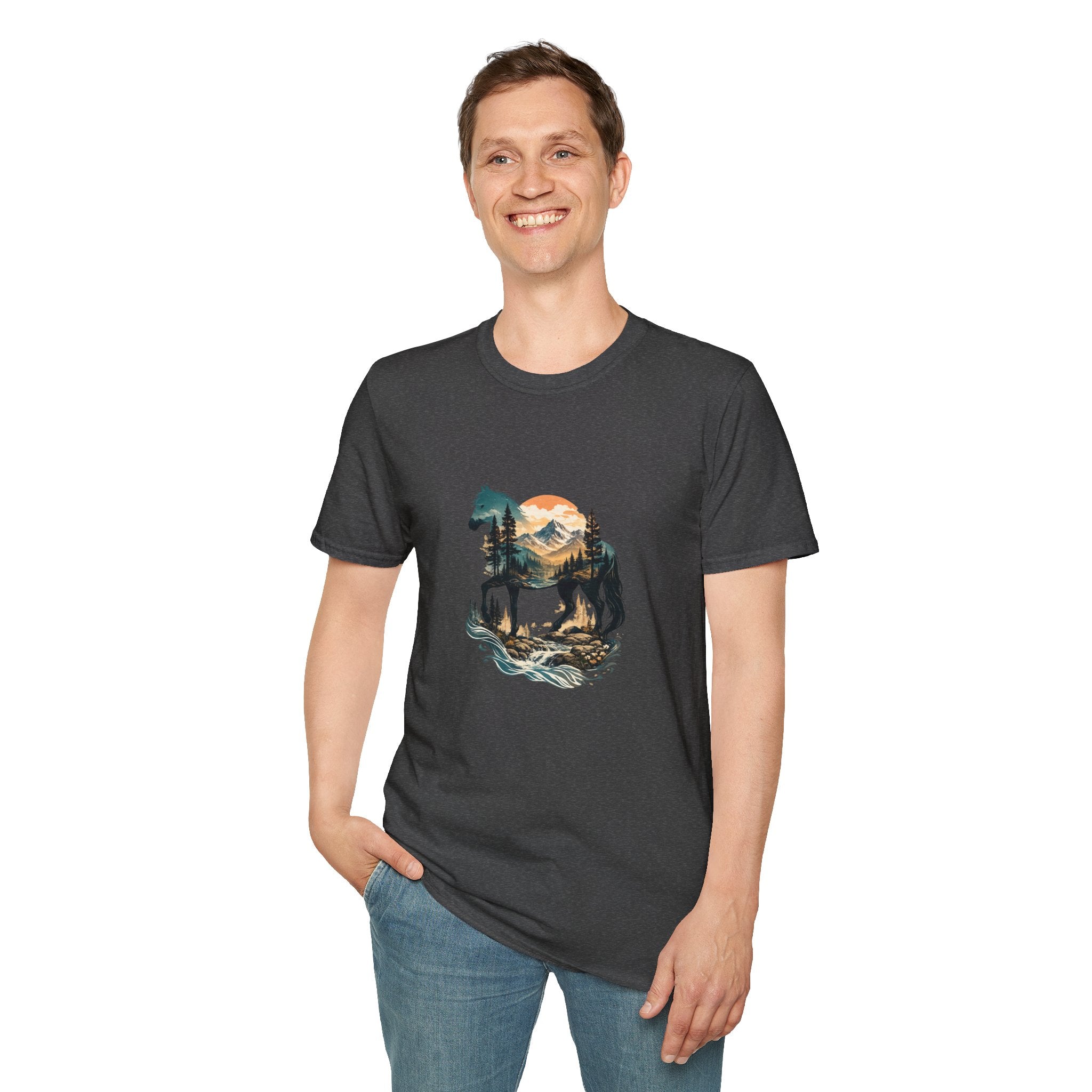 Sunset Mountain Horse T-Shirt — Horse in the Mountains at Sunset Comfy Tee